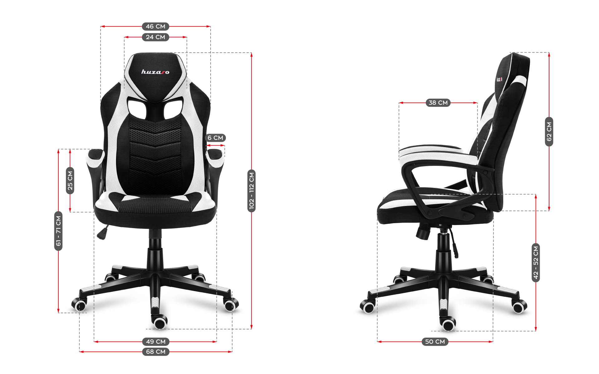Fotel Gamingowy Huzaro Force 2.5 White Mesh OUTLET