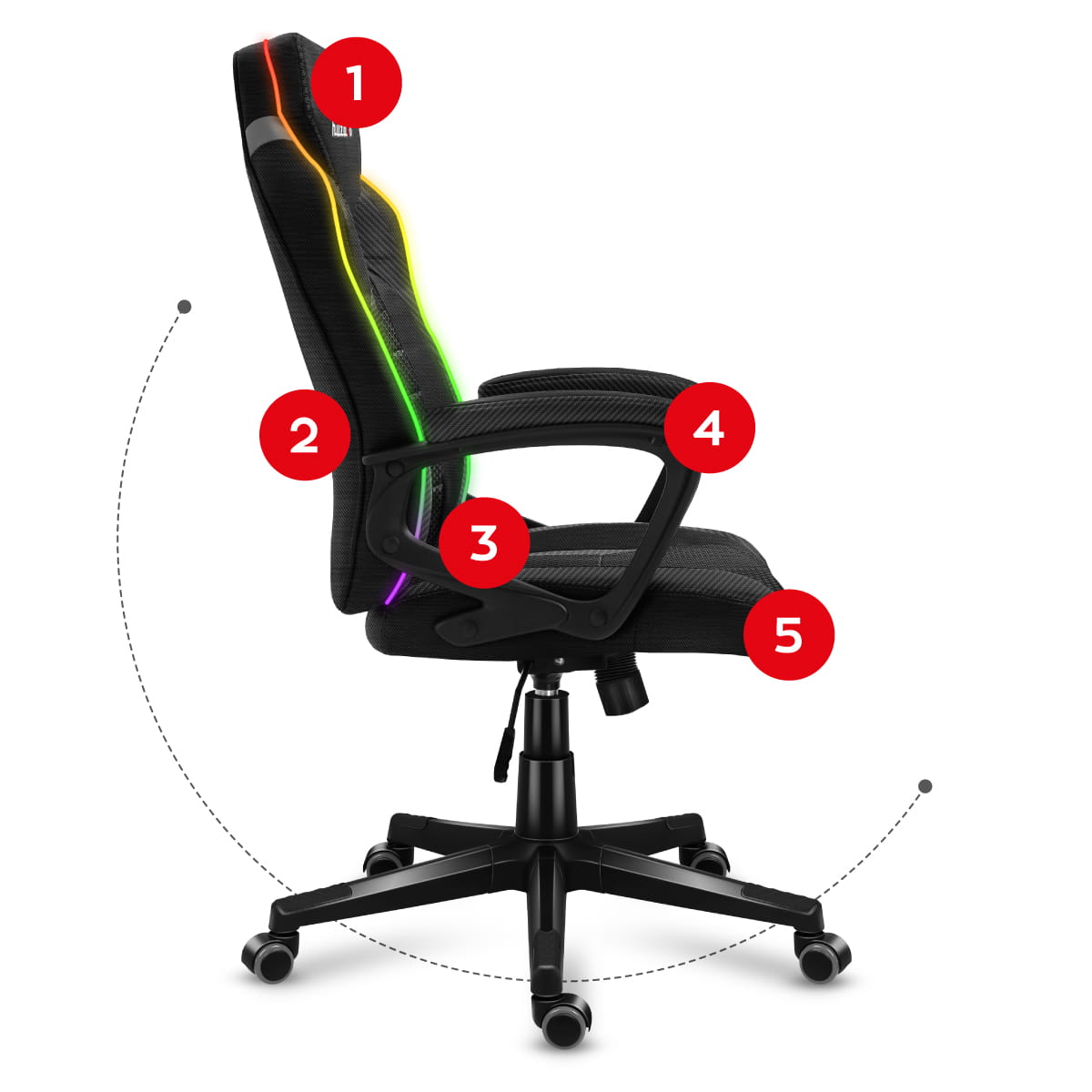 Fotel Gamingowy Huzaro Force 2.5 RGB Carbon Mesh OUTLET