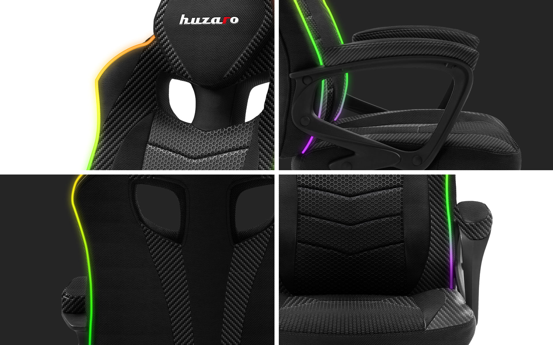 Fotel Gamingowy Huzaro Force 2.5 RGB Carbon Mesh OUTLET