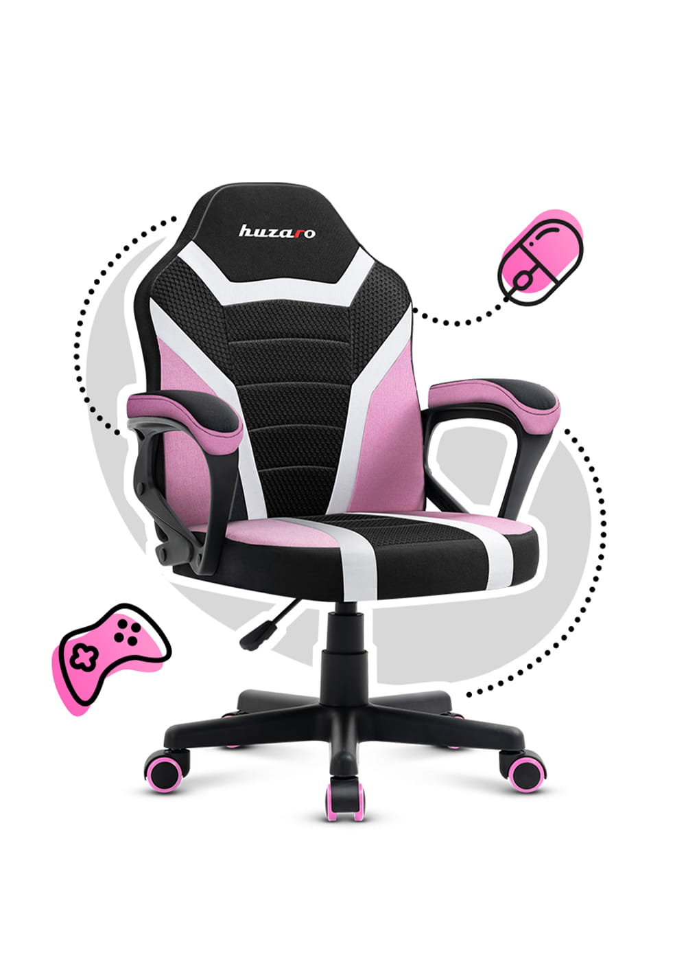 Fotel Gamingowy dla dziecka HUZARO RANGER 1.0 Pink Mesh OUTLET