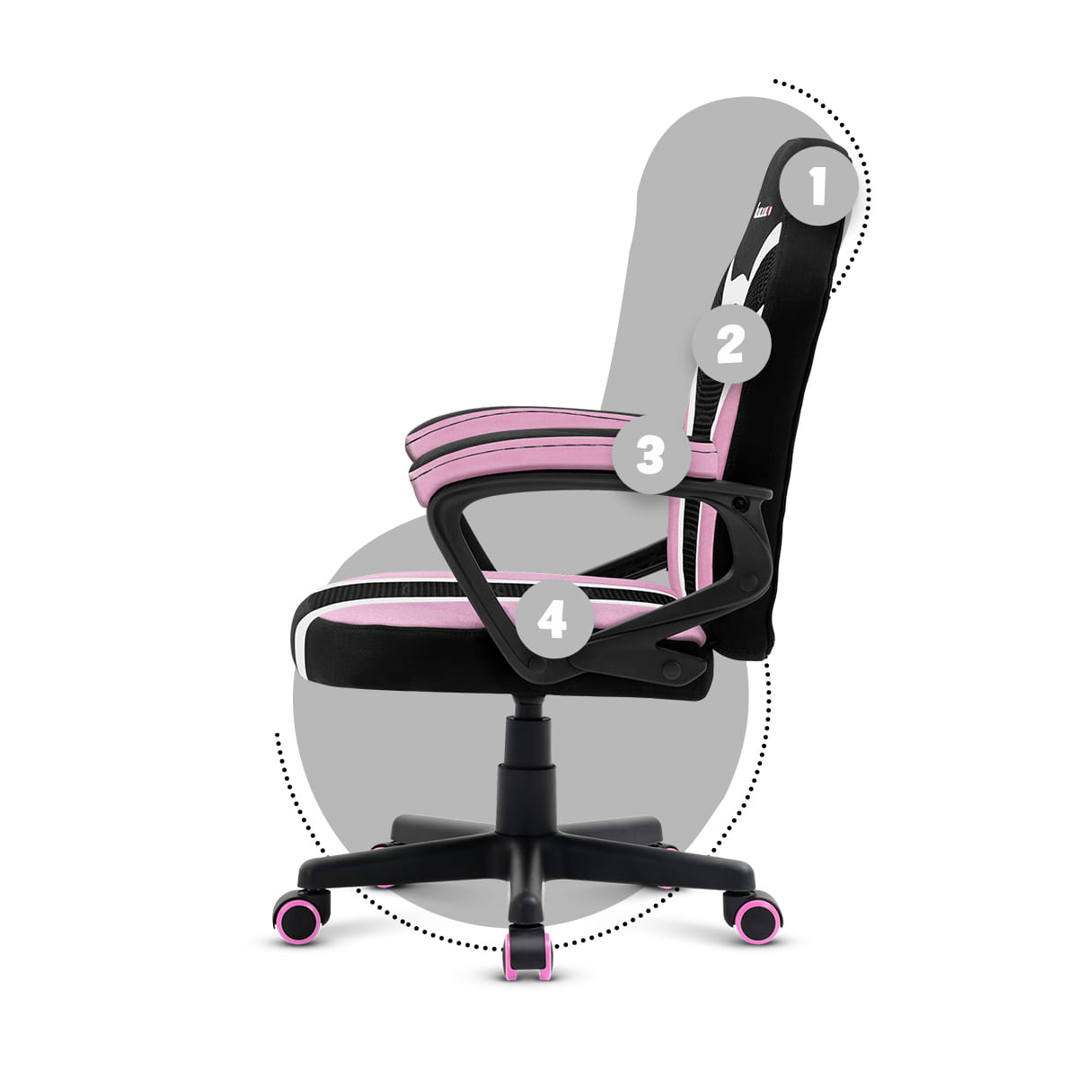 Fotel Gamingowy dla dziecka HUZARO RANGER 1.0 Pink Mesh OUTLET