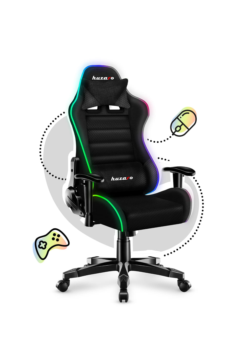 Fotel Gamingowy dla dziecka HUZARO RANGER 6.0 RGB Mesh OUTLET