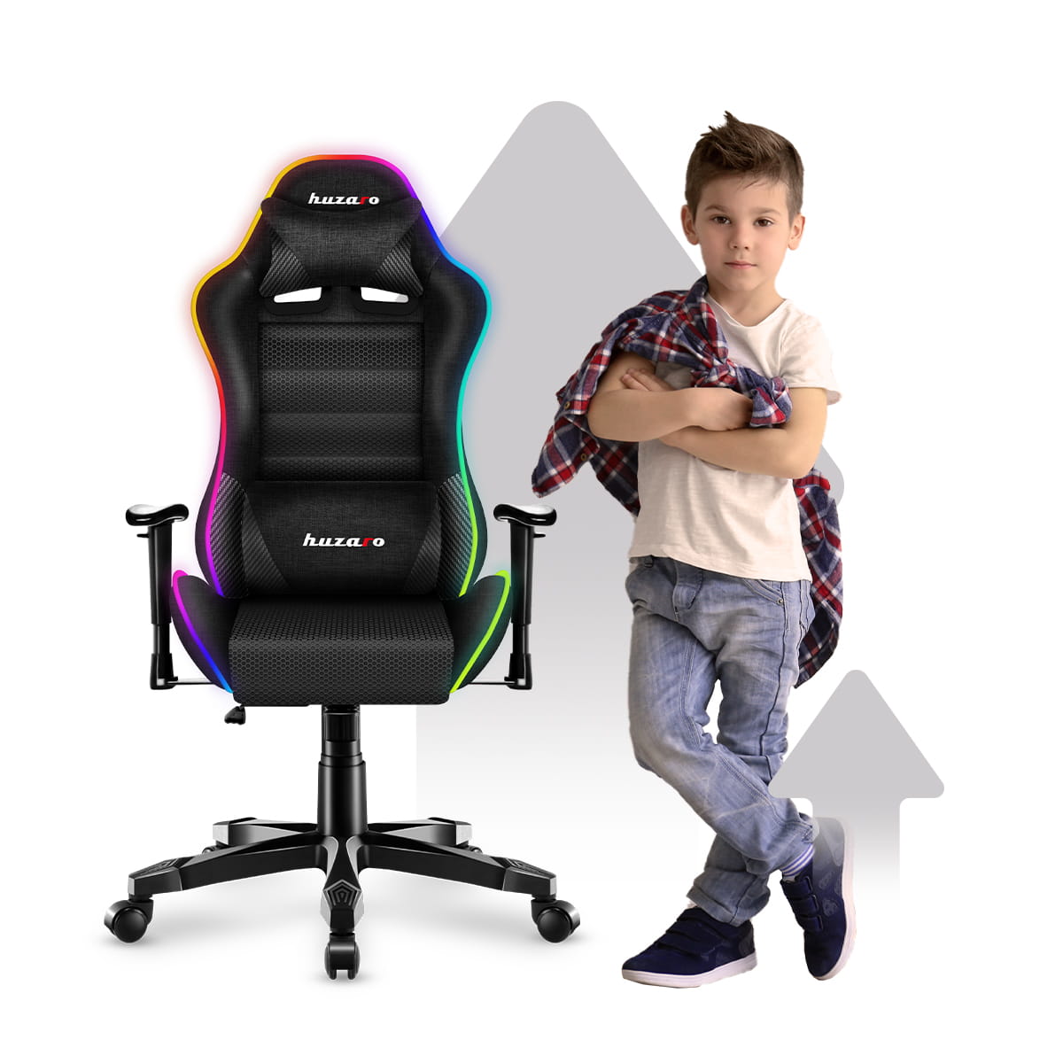 Fotel Gamingowy dla dziecka HUZARO RANGER 6.0 RGB Mesh OUTLET