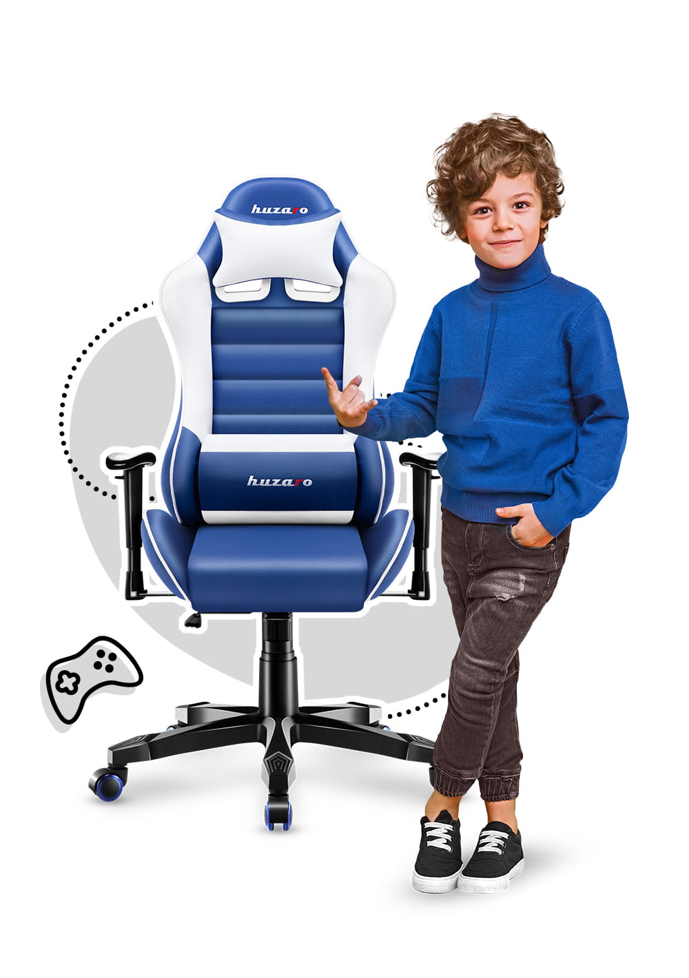 Fotel Gamingowy dla dziecka HUZARO RANGER 6.0 Blue OUTLET