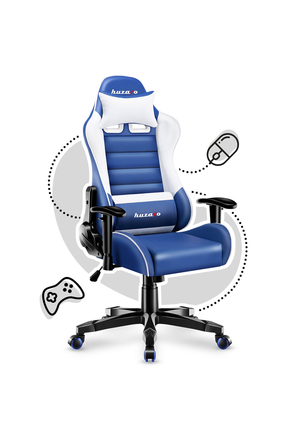 Fotel Gamingowy dla dziecka HUZARO RANGER 6.0 Blue OUTLET