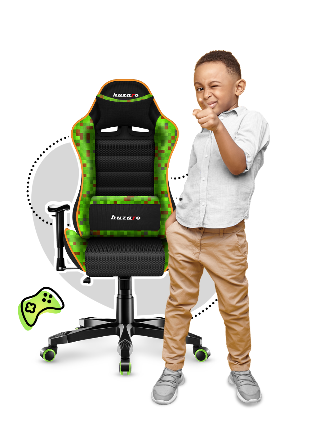 Fotel Gamingowy dla dziecka HUZARO RANGER 6.0 Pixel Mesh OUTLET