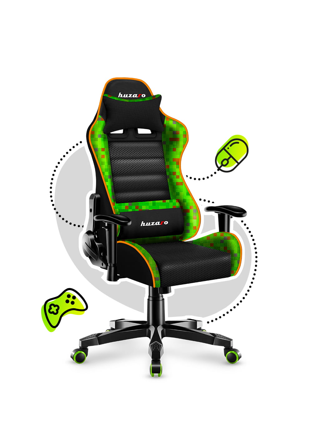 Fotel Gamingowy dla dziecka HUZARO RANGER 6.0 Pixel Mesh OUTLET