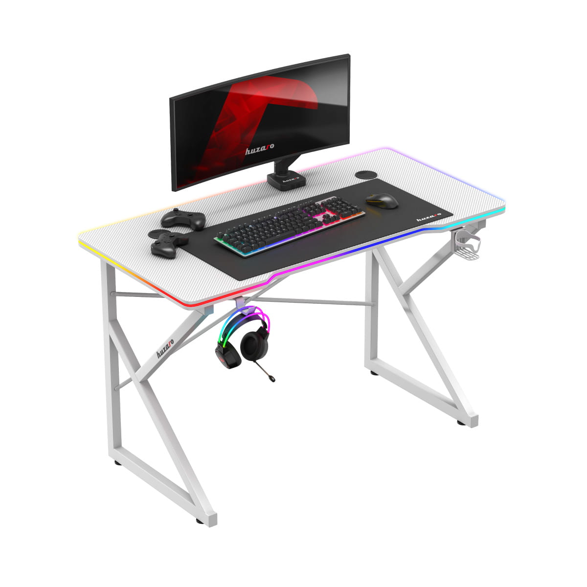 Biurko Gamingowe Huzaro Hero 1.7 RGB White 120 cm OUTLET