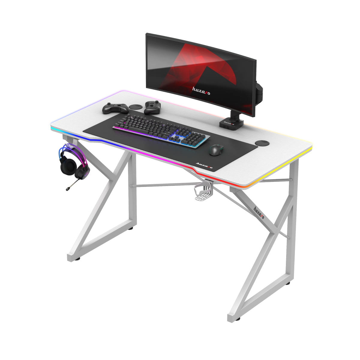Biurko Gamingowe Huzaro Hero 1.7 RGB White 120 cm OUTLET