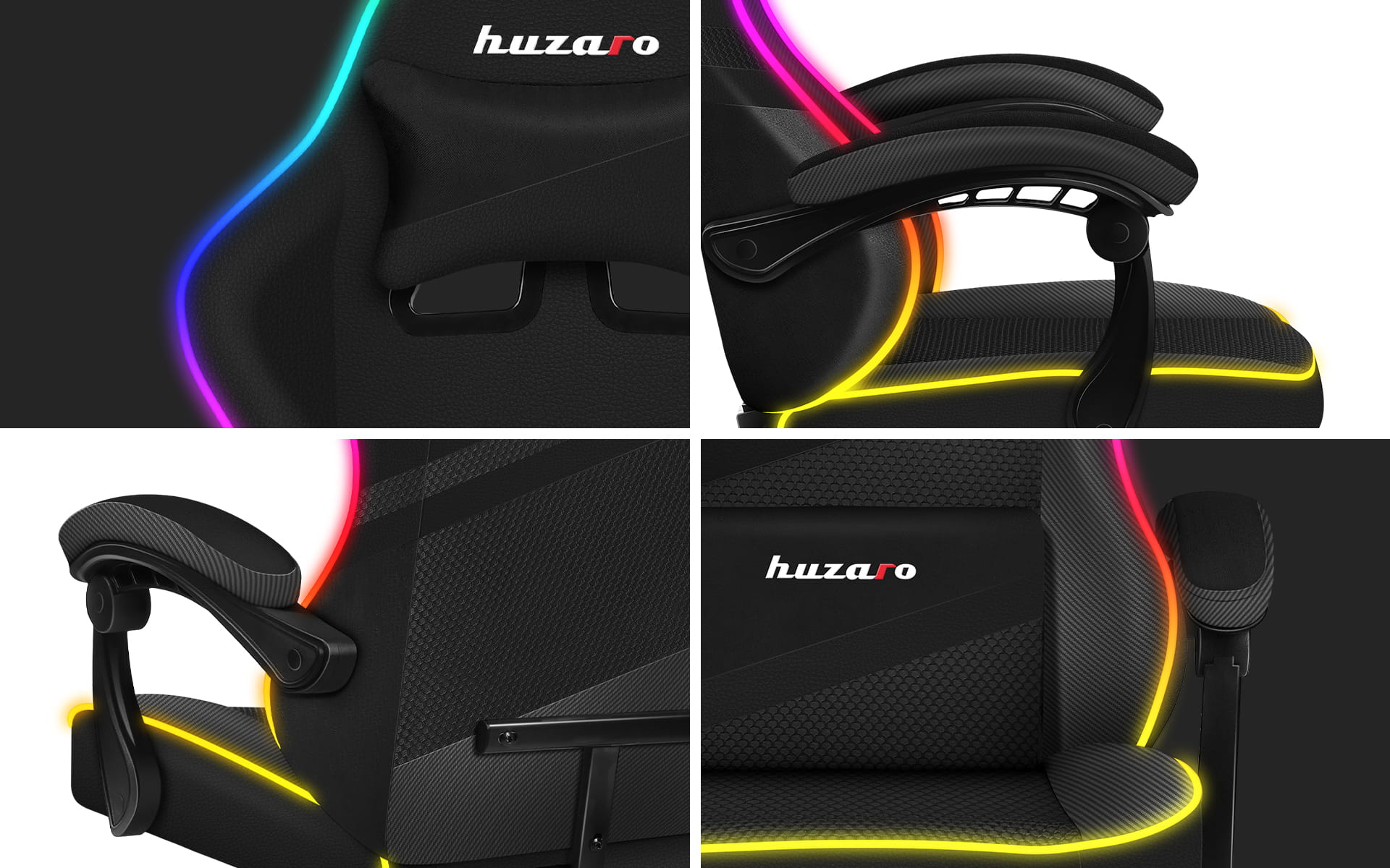 Fotel Gamingowy Huzaro FORCE 4.4 RGB Black Mesh OUTLET