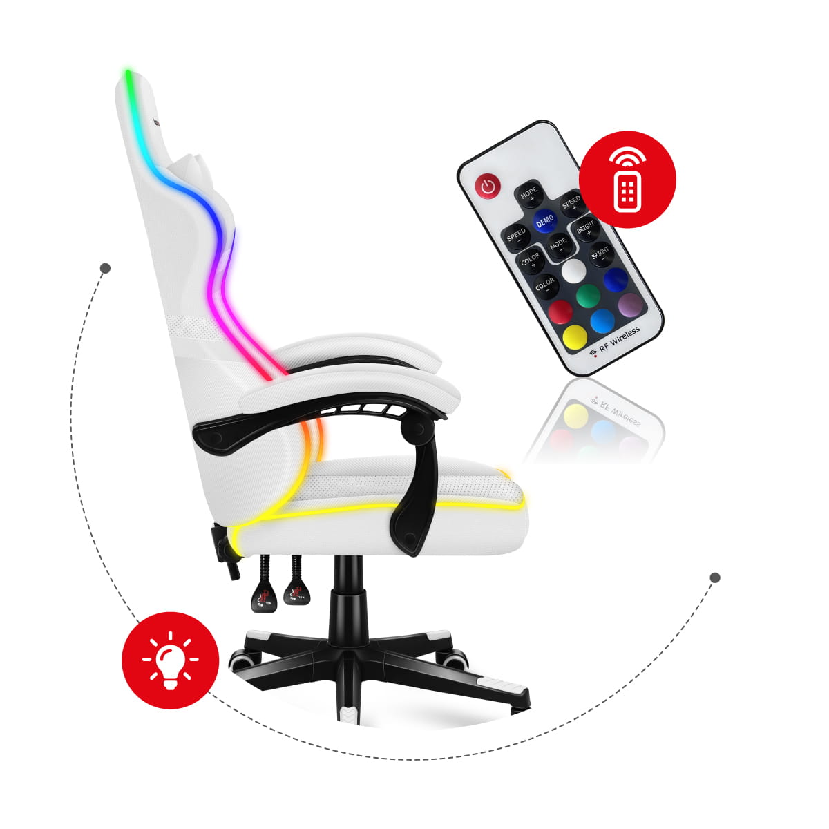 Fotel Gamingowy HUZARO FORCE 4.4 RGB White OUTLET