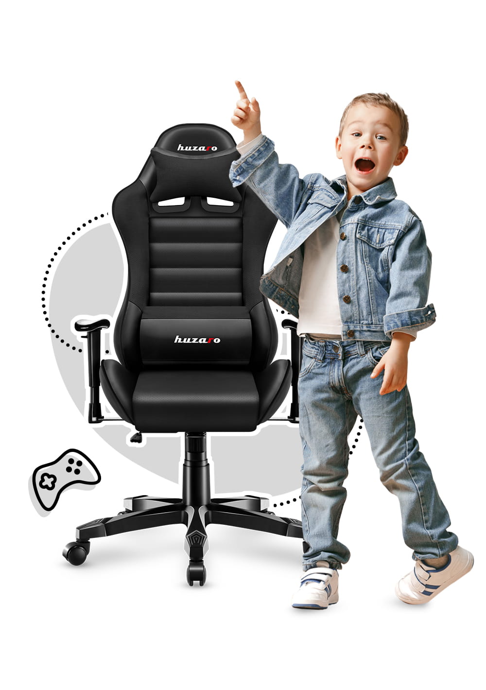Fotel Gamingowy dla dziecka Huzaro RANGER 6.0 Black OUTLET