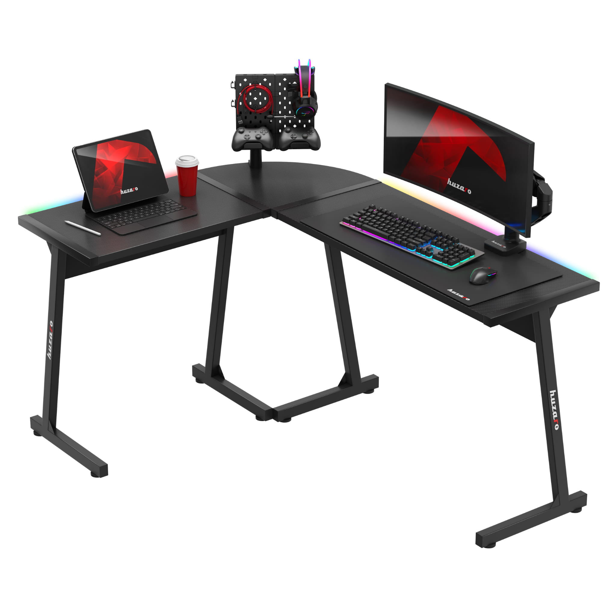 Biurko Gamingowe HUZARO HERO 6.0 Black RGB Smart 147 cm OUTLET