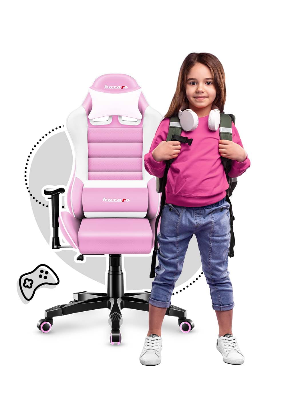 Fotel Gamingowy dla dziecka Huzaro RANGER 6.0 Pink OUTLET