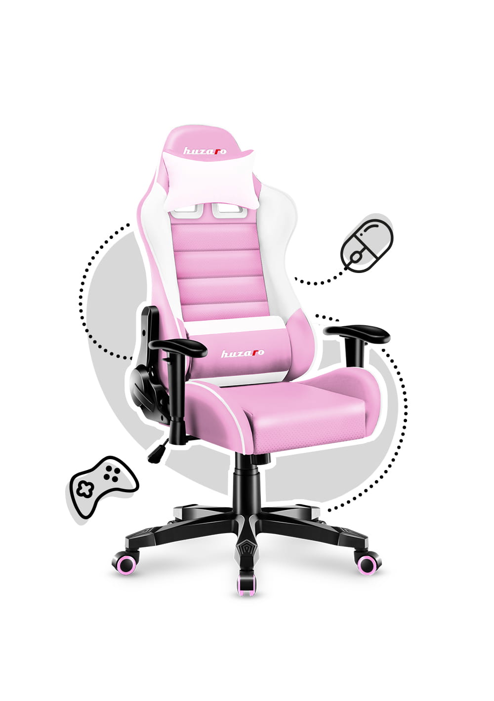 Fotel Gamingowy dla dziecka Huzaro RANGER 6.0 Pink OUTLET