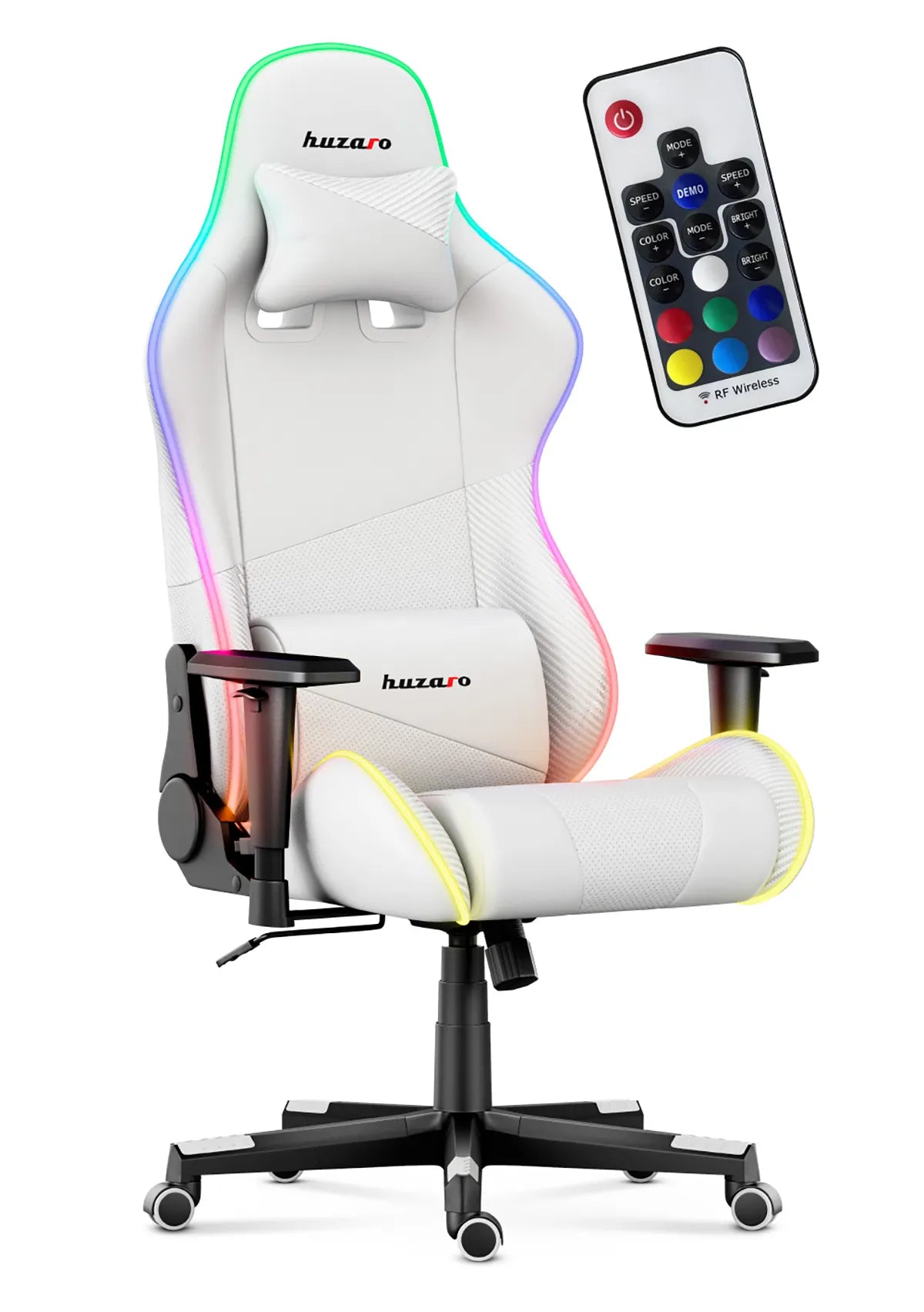 Fotel Gamingowy HUZARO FORCE 6.2  White RGB LED