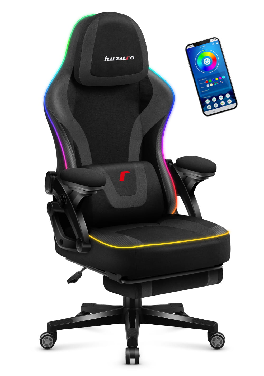 Fotel gamingowy Huzaro Force 4.6 Black RGB Smart OUTLET