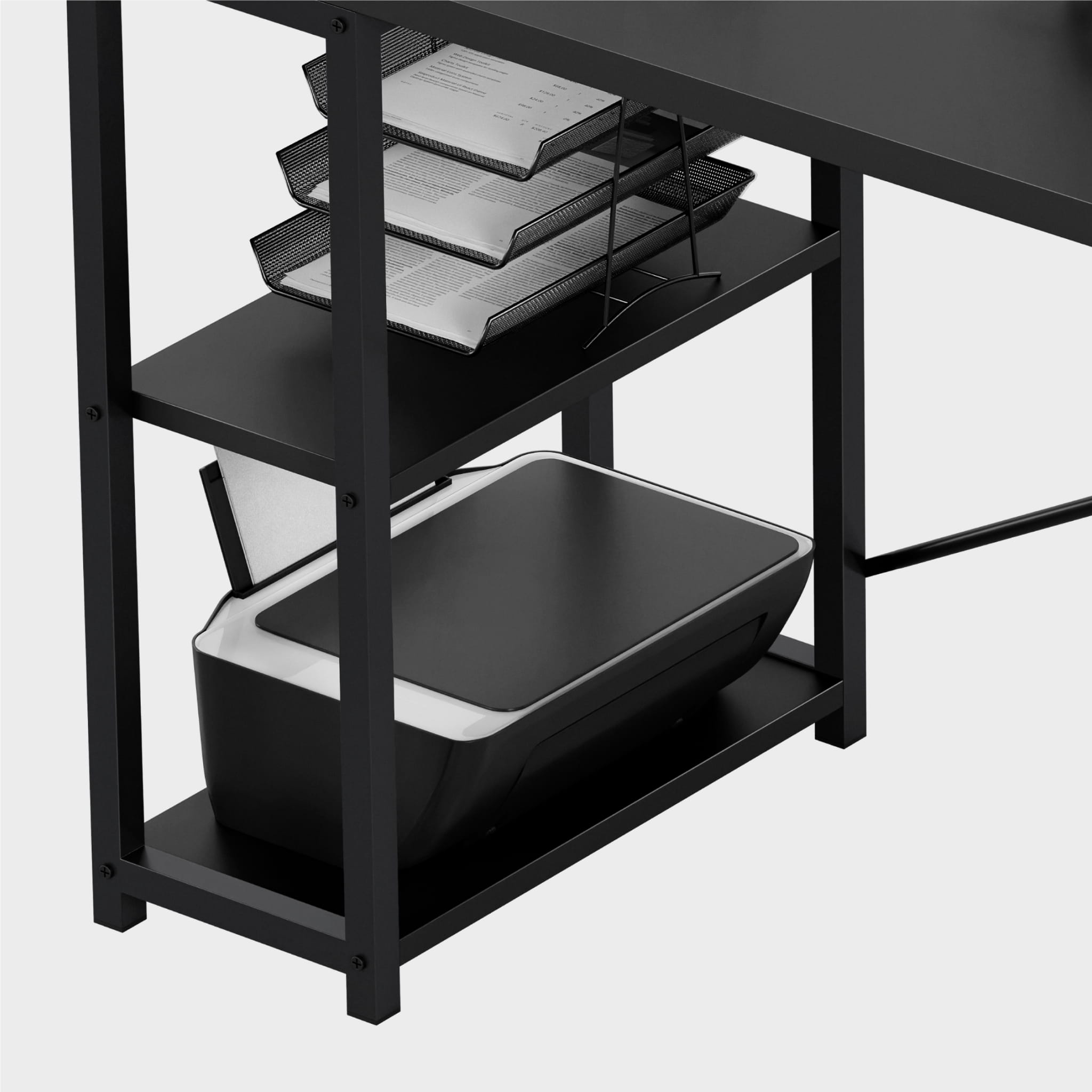 Biurko narożne z półkami Mark Adler Leader 5.9 Black 145 cm