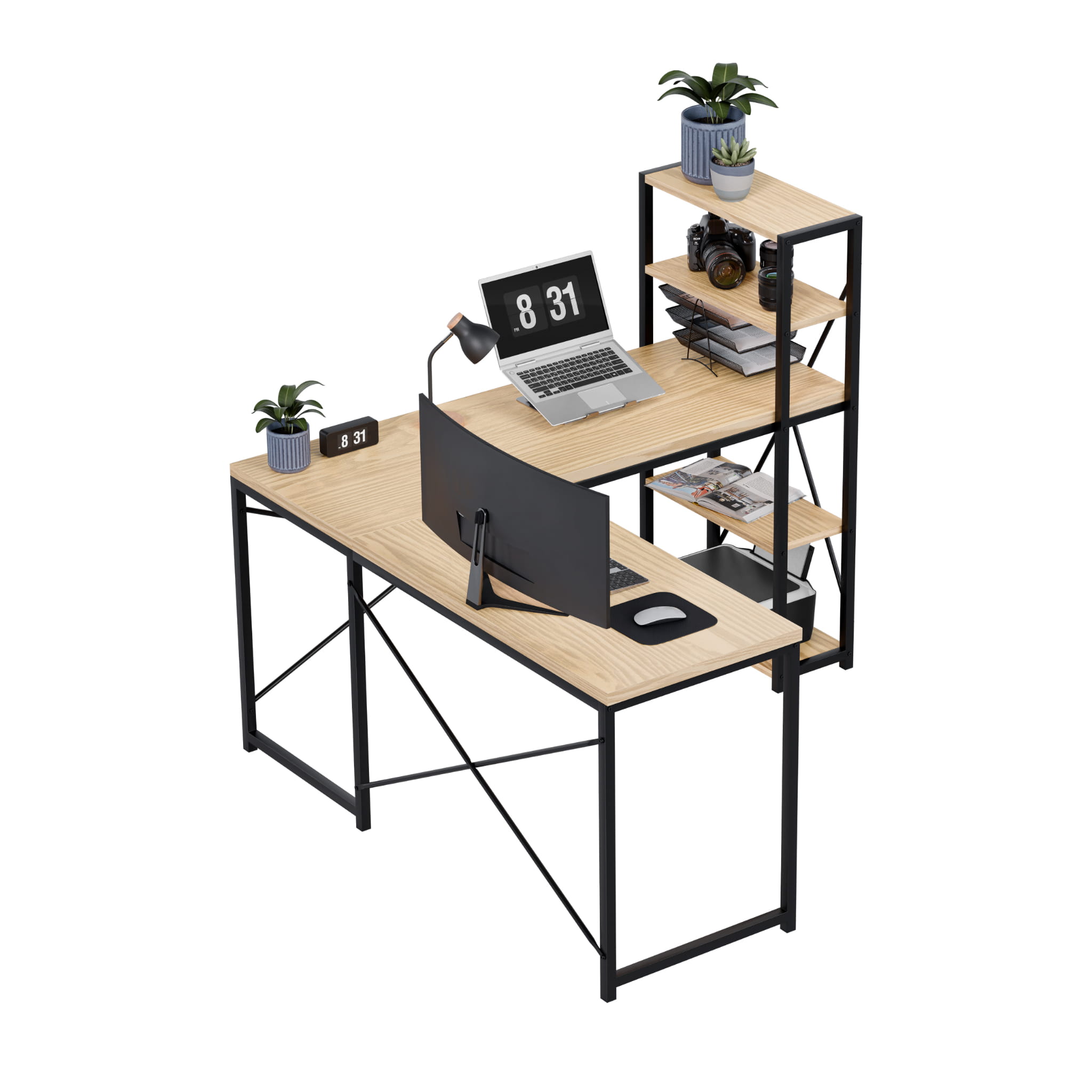 Biurko narożne z półkami Mark Adler Leader 5.9 Craft 145 cm