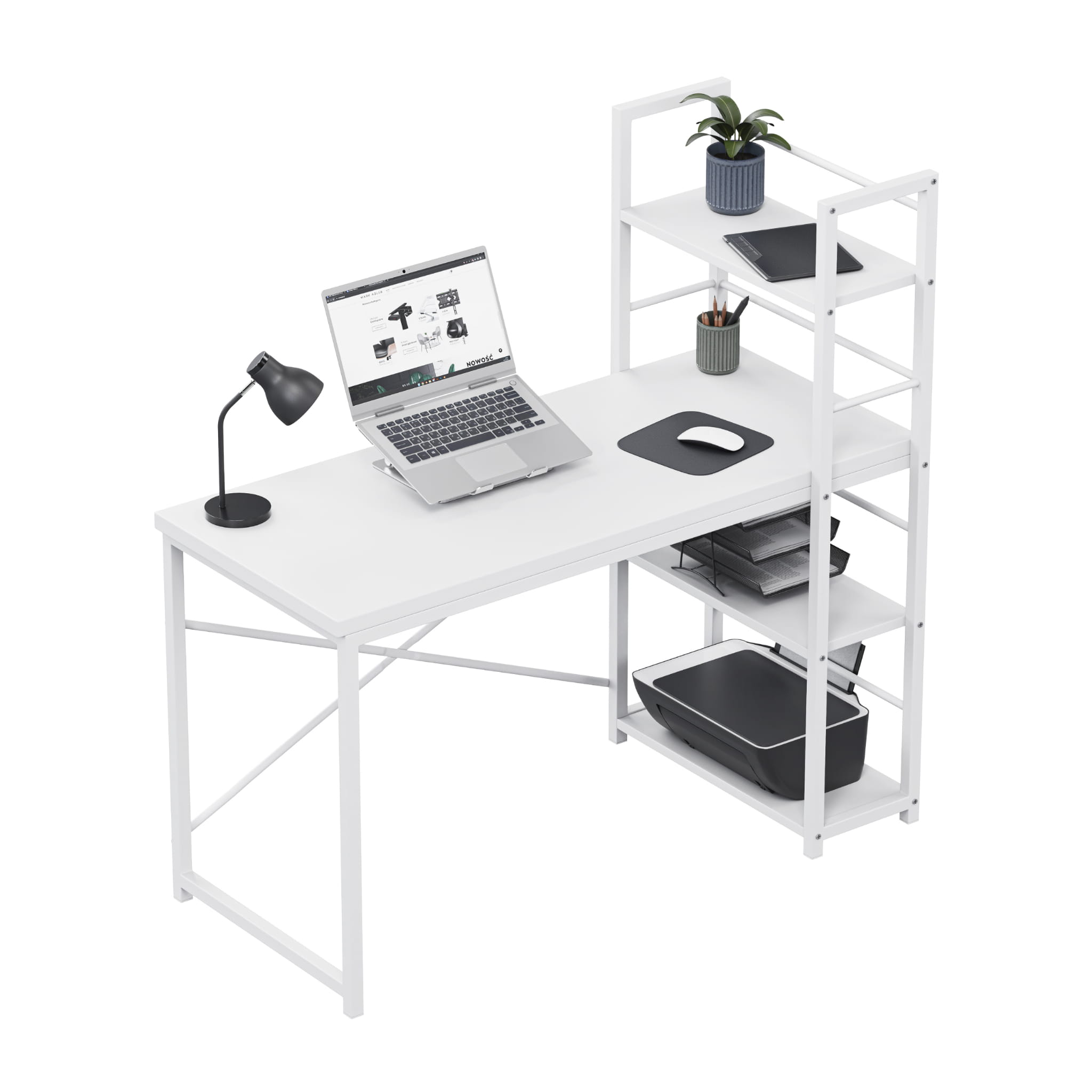 Biurko z półkami Mark Adler Leader 4.0 White 120 cm