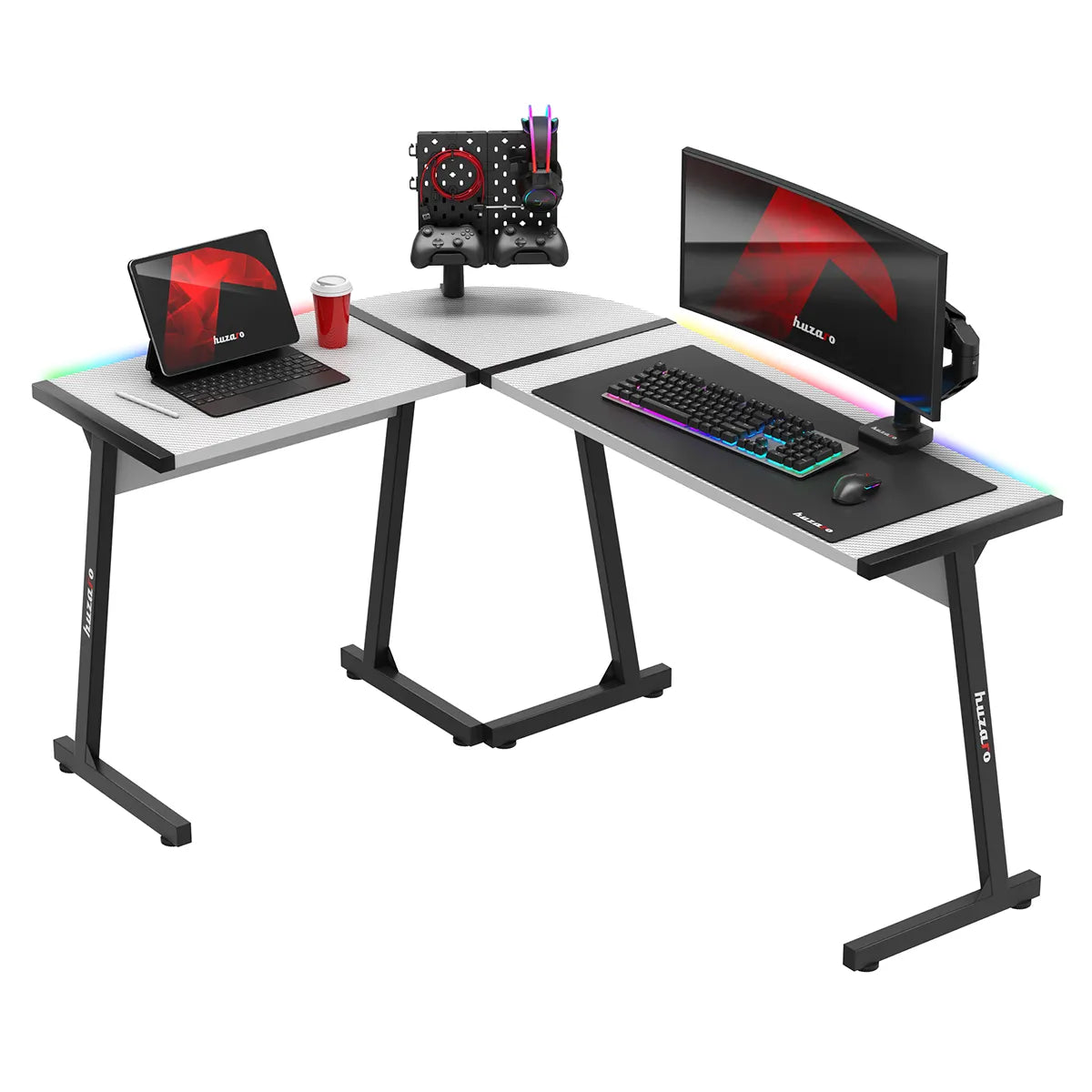 Biurko Gamingowe HUZARO HERO 6.0 White RGB Smart 147 cm OUTLET