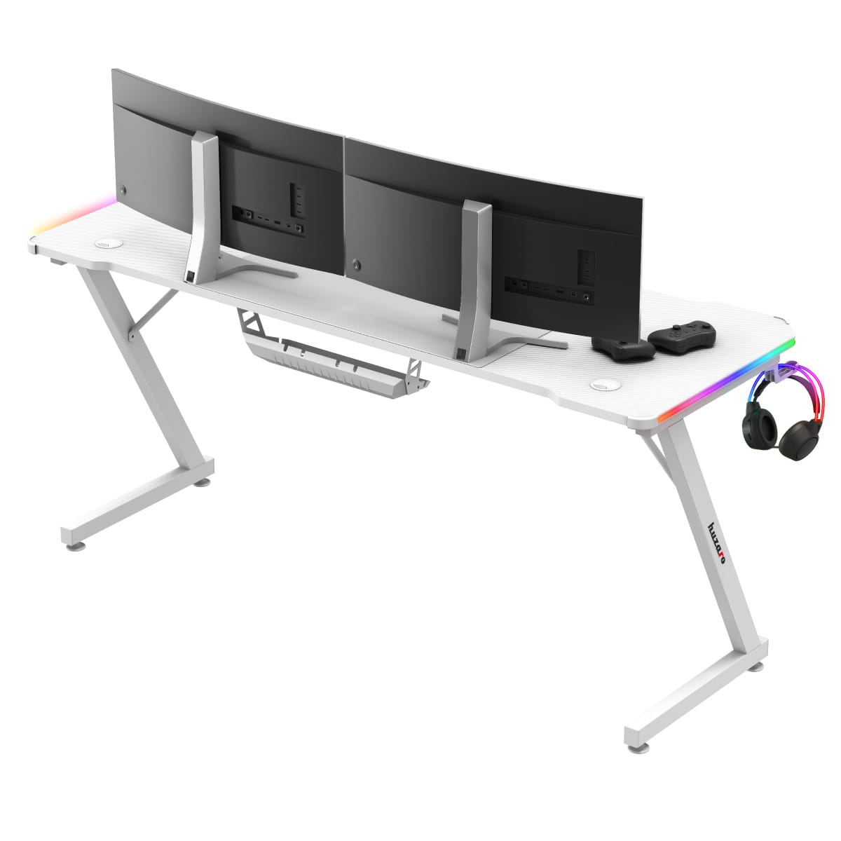 Biurko gamingowe Huzaro Hero 4.8 White RGB 160 cm OUTLET