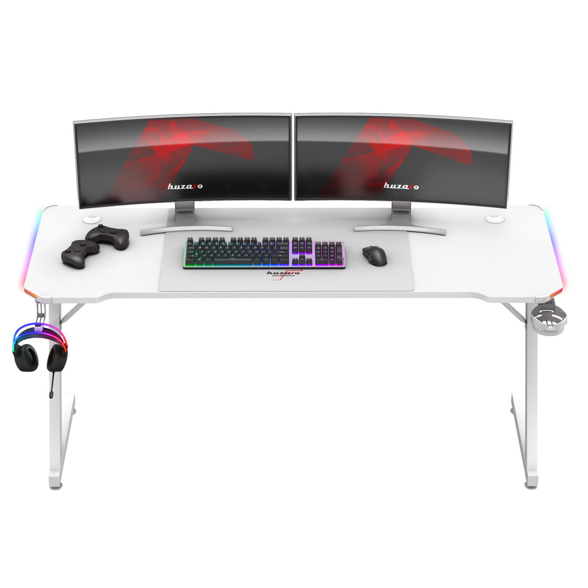 Biurko gamingowe Huzaro Hero 4.8 White RGB 160 cm OUTLET