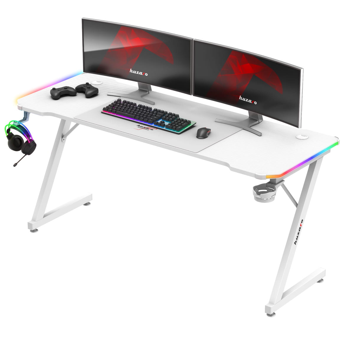 Biurko gamingowe Huzaro Hero 4.8 White RGB 160 cm OUTLET