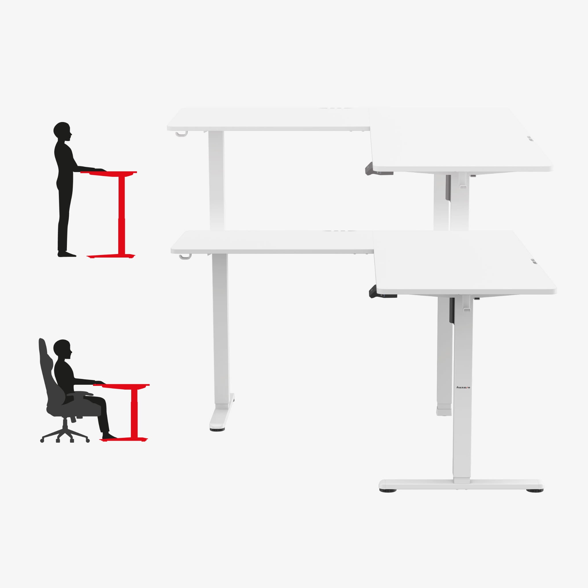 Biurko narożne elektryczne Huzaro Hero 9.5 White 160 cm