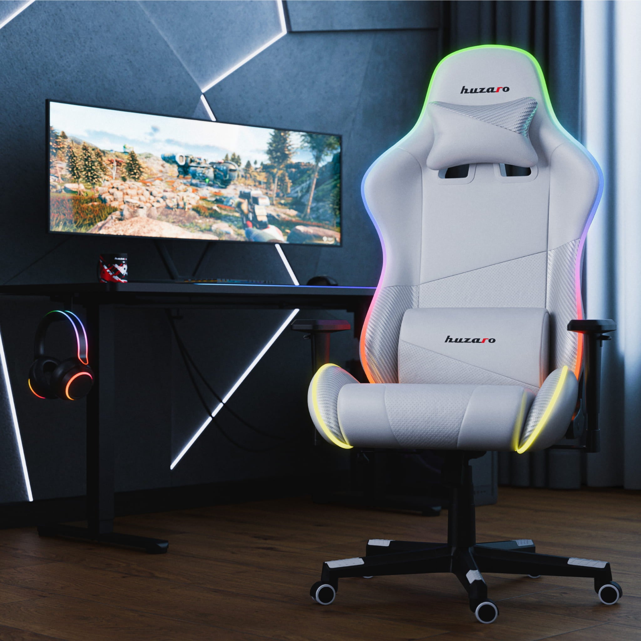 HUZARO FORCE 6.2 White RGB LED Gaming Chair