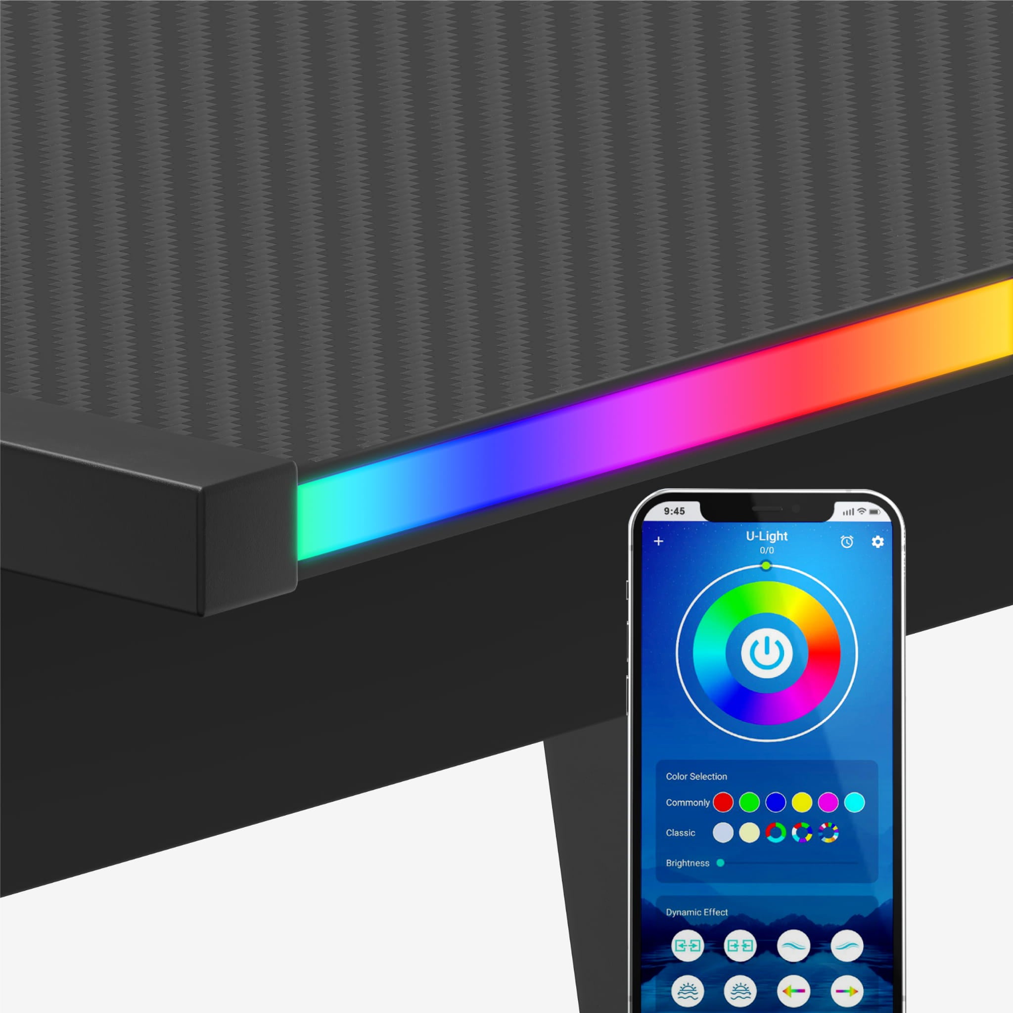 HUZARO HERO 6.0 Black RGB Smart Gaming Desk 147 cm