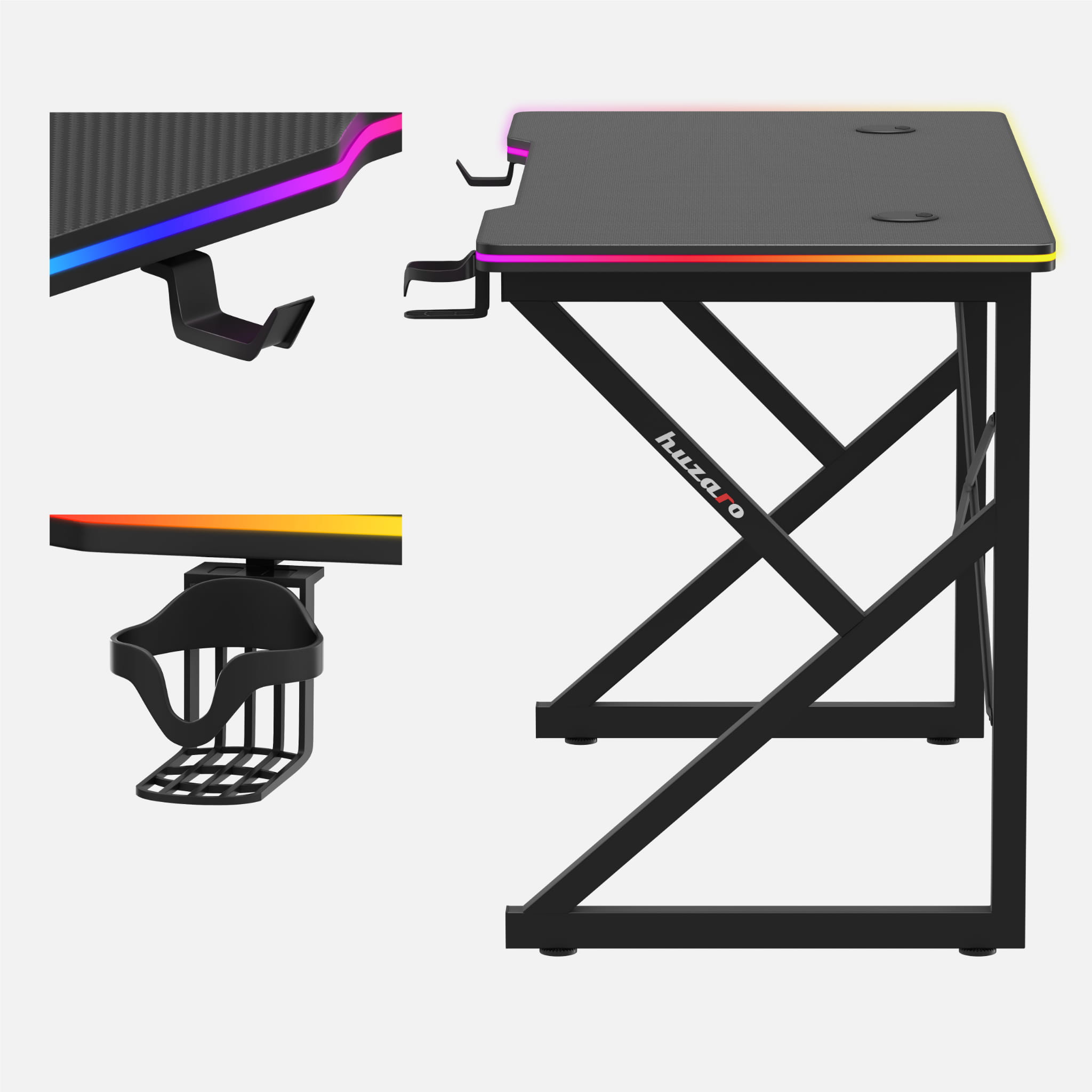 Biurko Gamingowe Huzaro Hero 1.7 RGB Black 120 cm