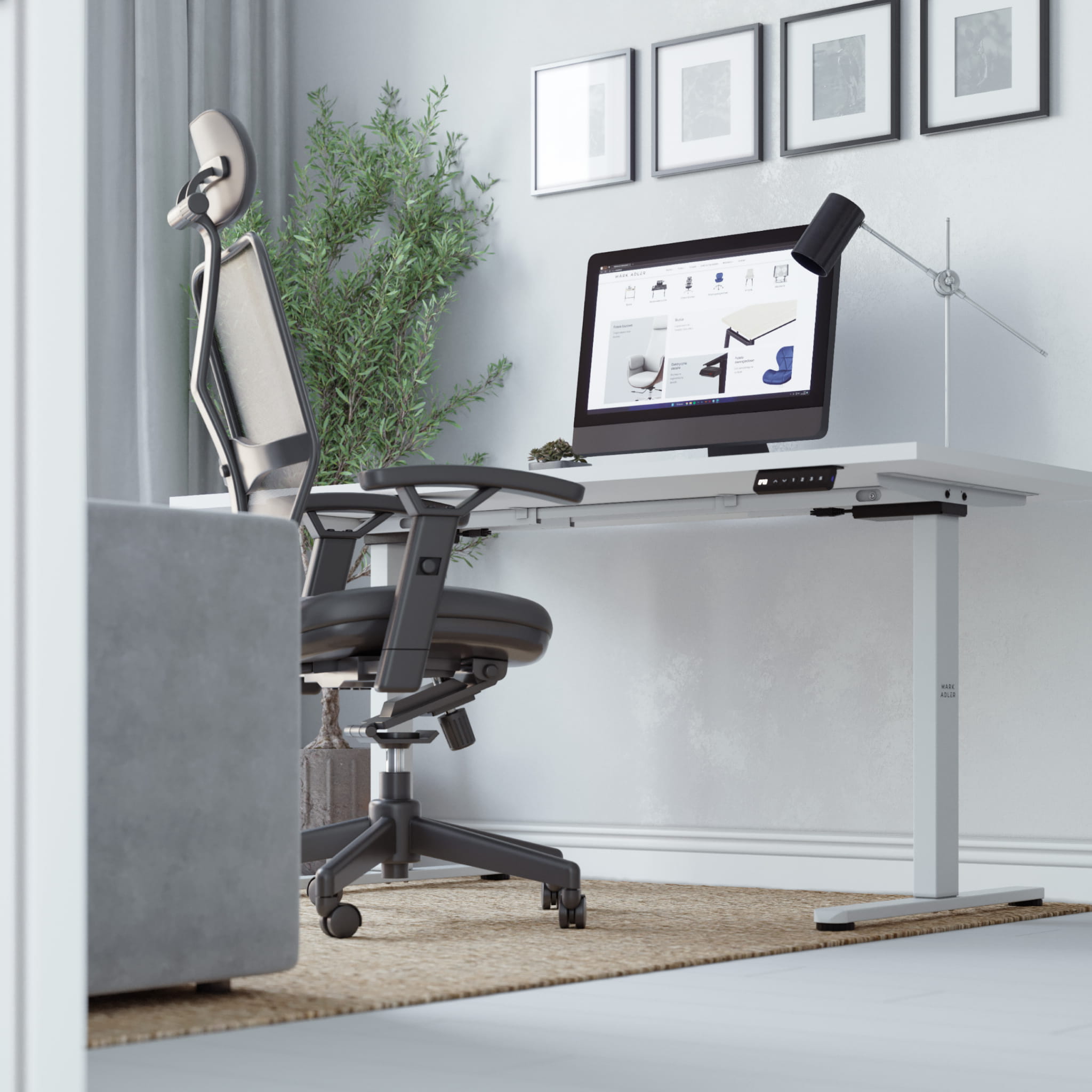 Dwusilnikowy elektryczny stelaż biurka Mark Adler Xeno 4.5 White