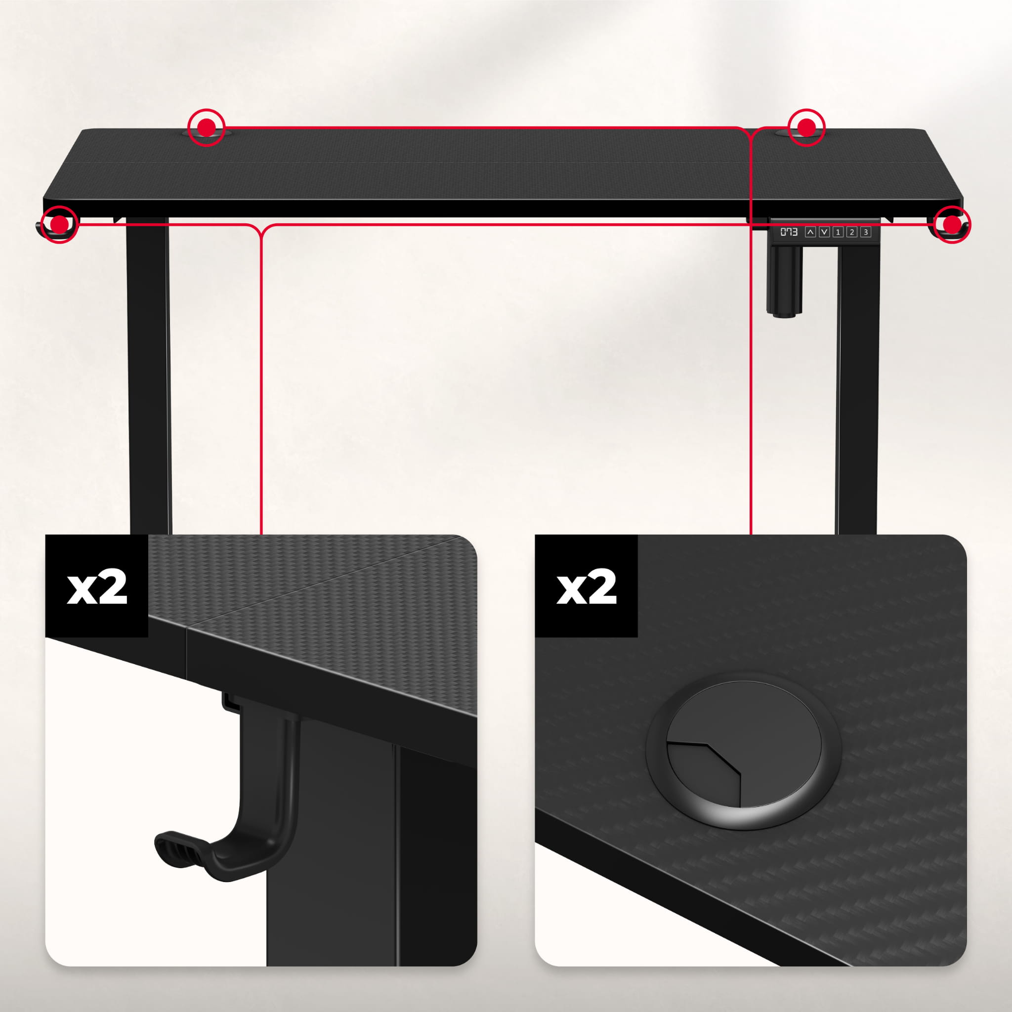 Biurko elektryczne Huzaro Hero 7.9 Black 100 cm