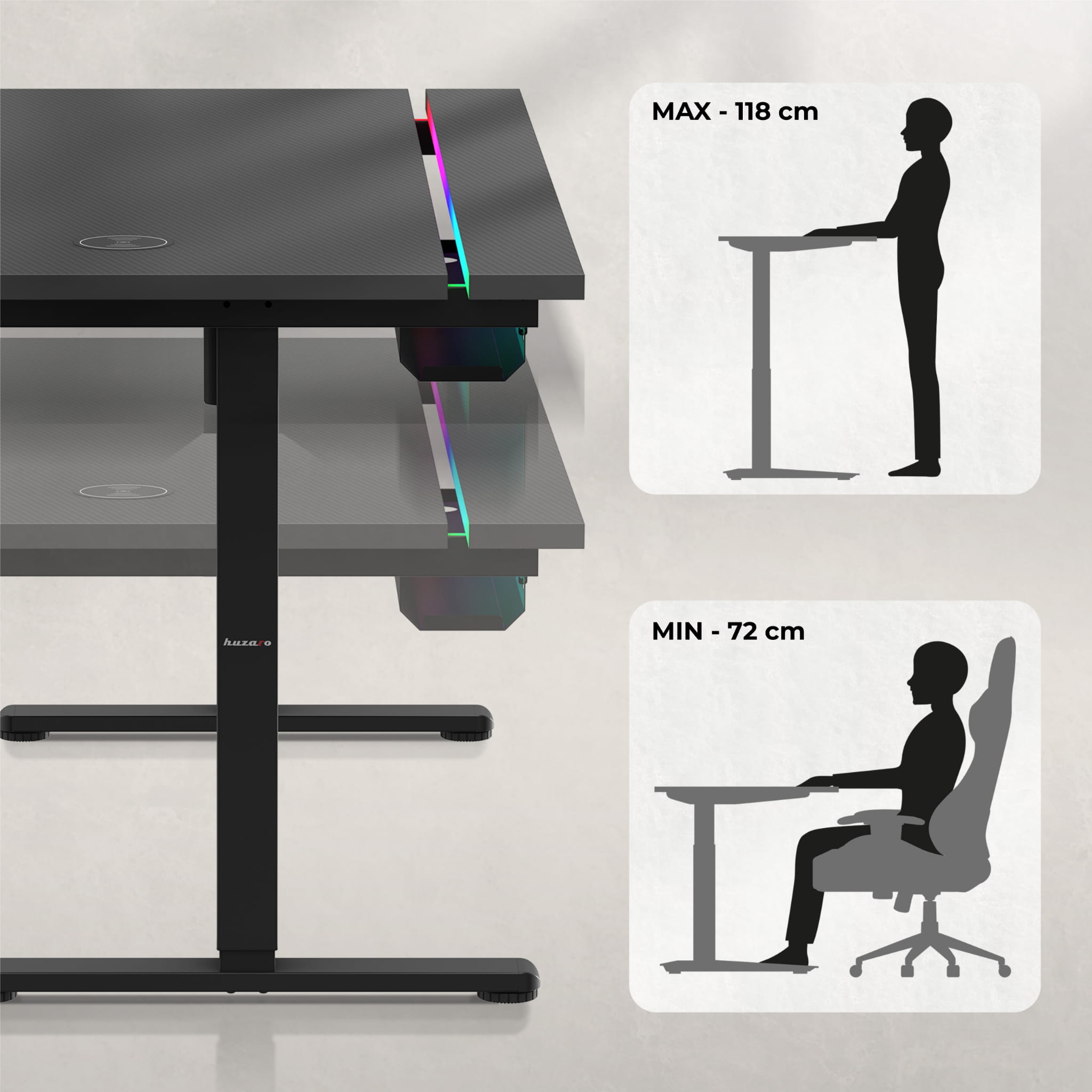 Biurko elektryczne Huzaro Hero 8.7 RGB LED 140 cm