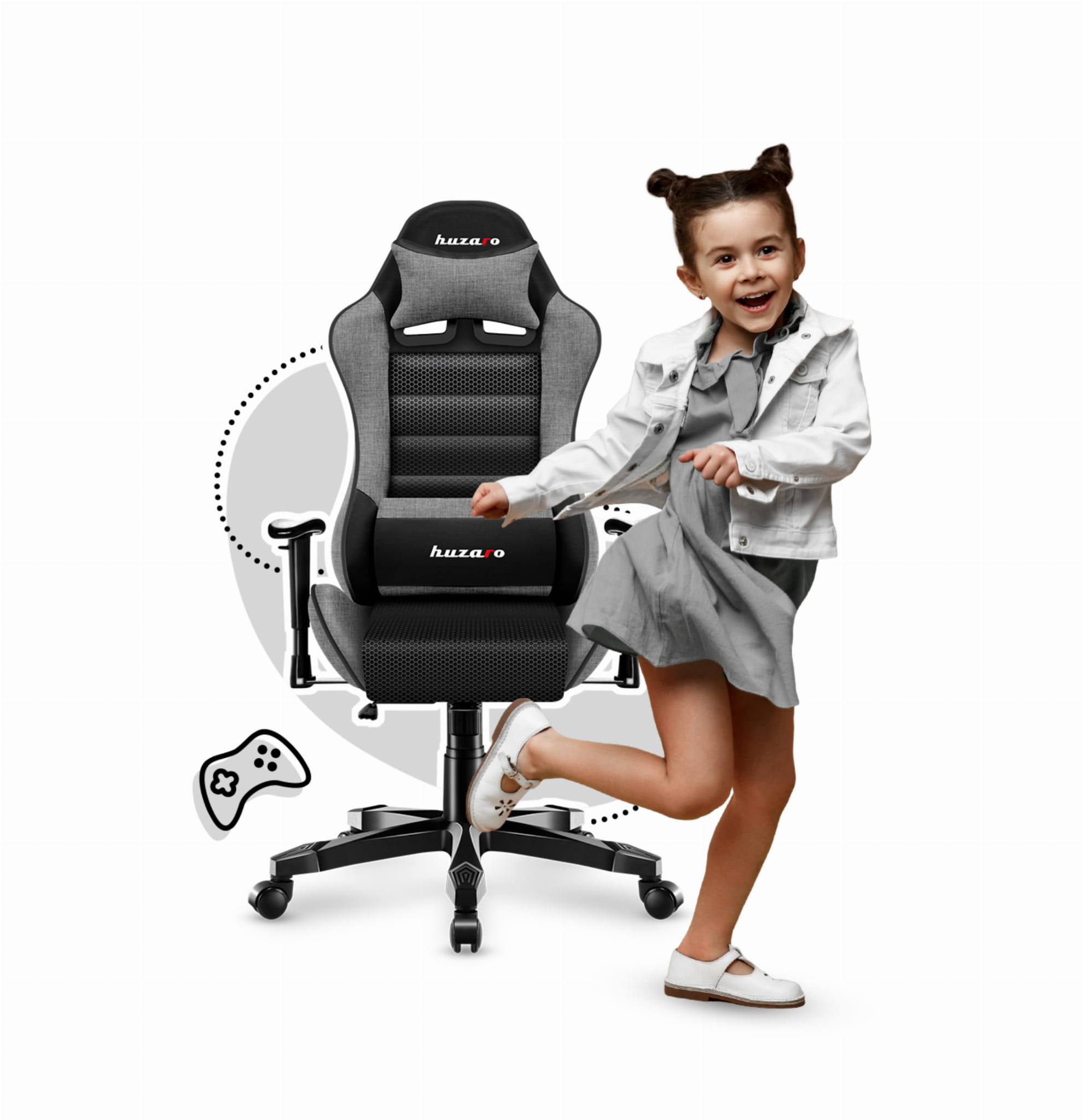 Fotel Gamingowy dla dziecka HUZARO RANGER 6.0 Grey Mesh