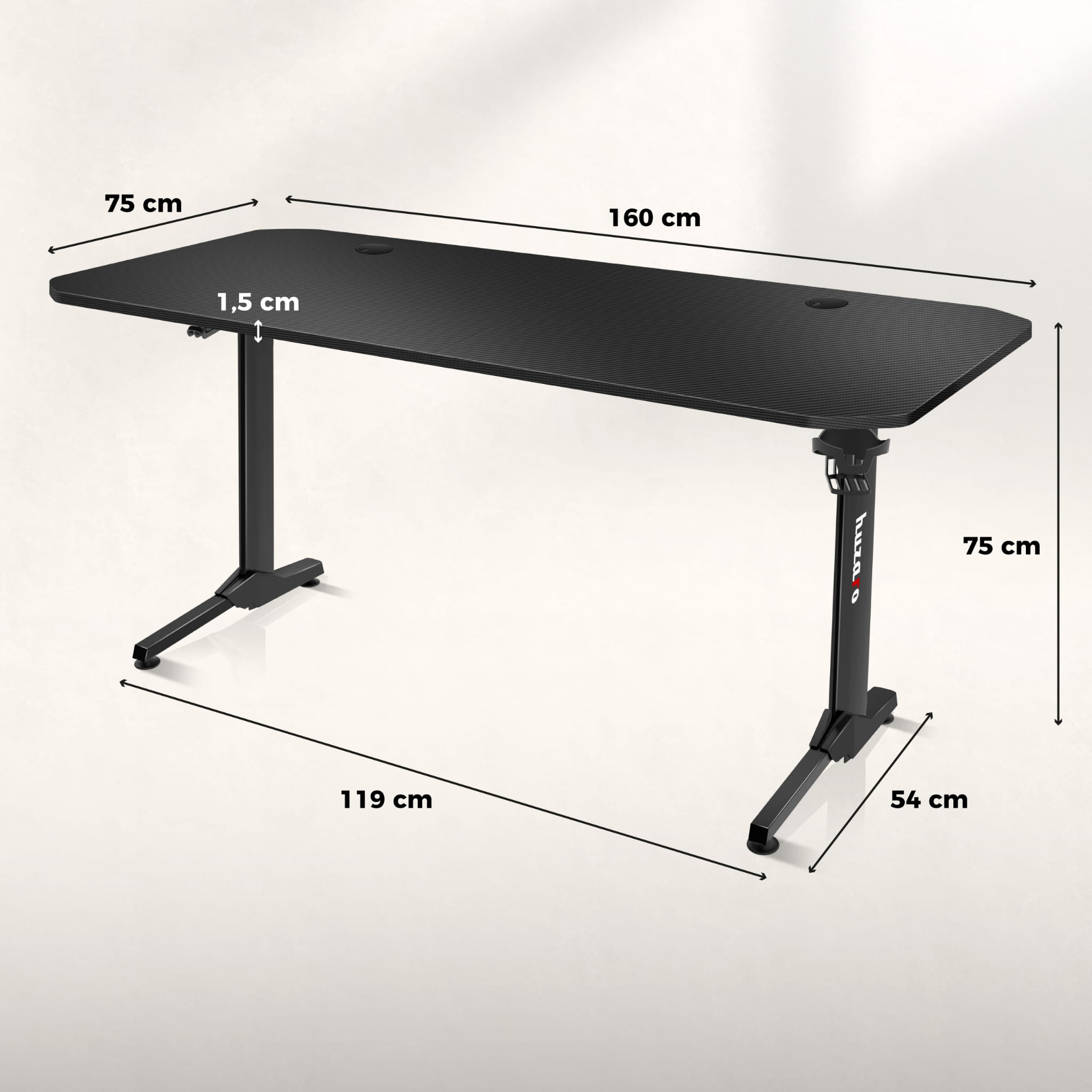 Biurko Gamingowe Huzaro Hero 4.7 Black 160 cm