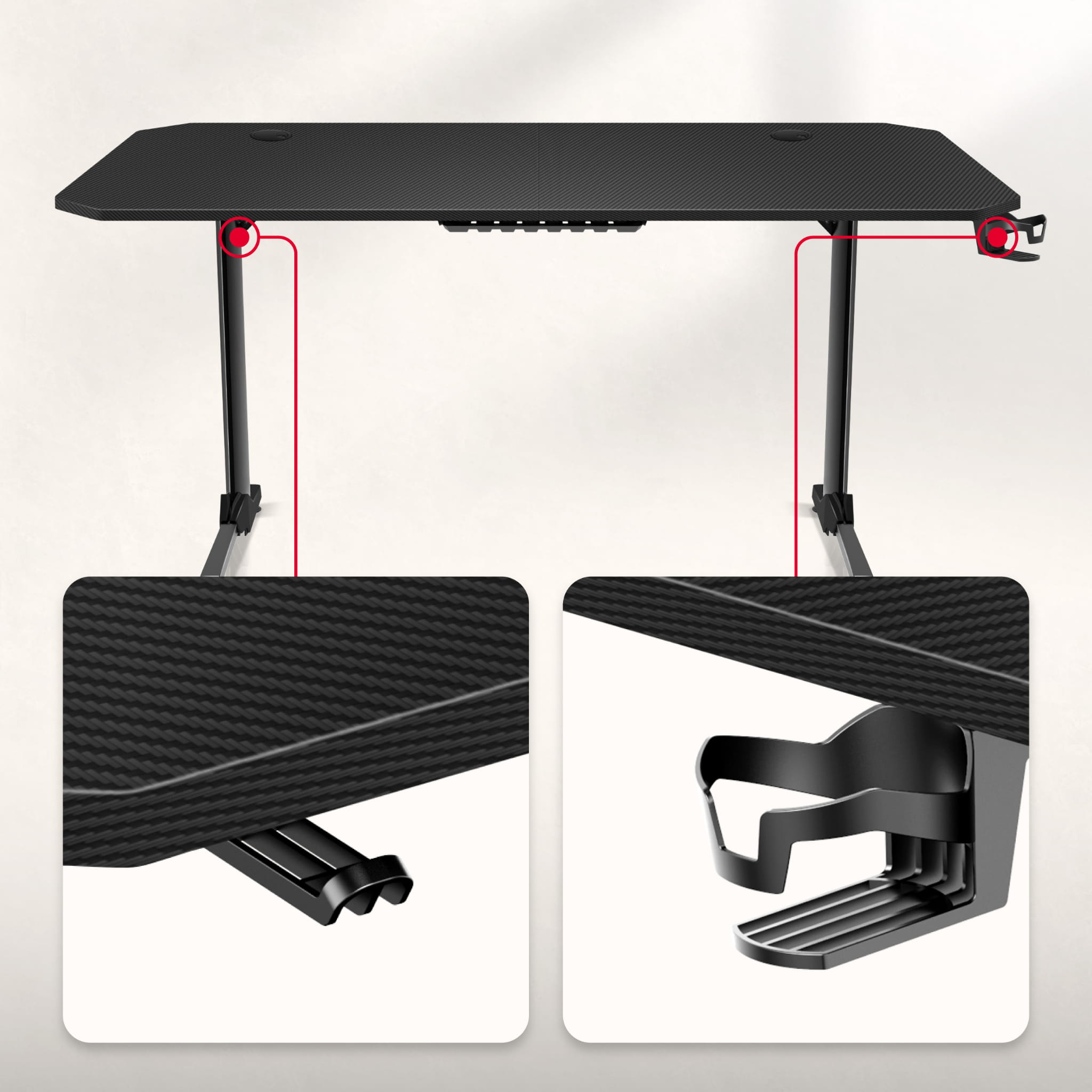 Biurko Gamingowe Huzaro Hero 4.7 Black 160 cm