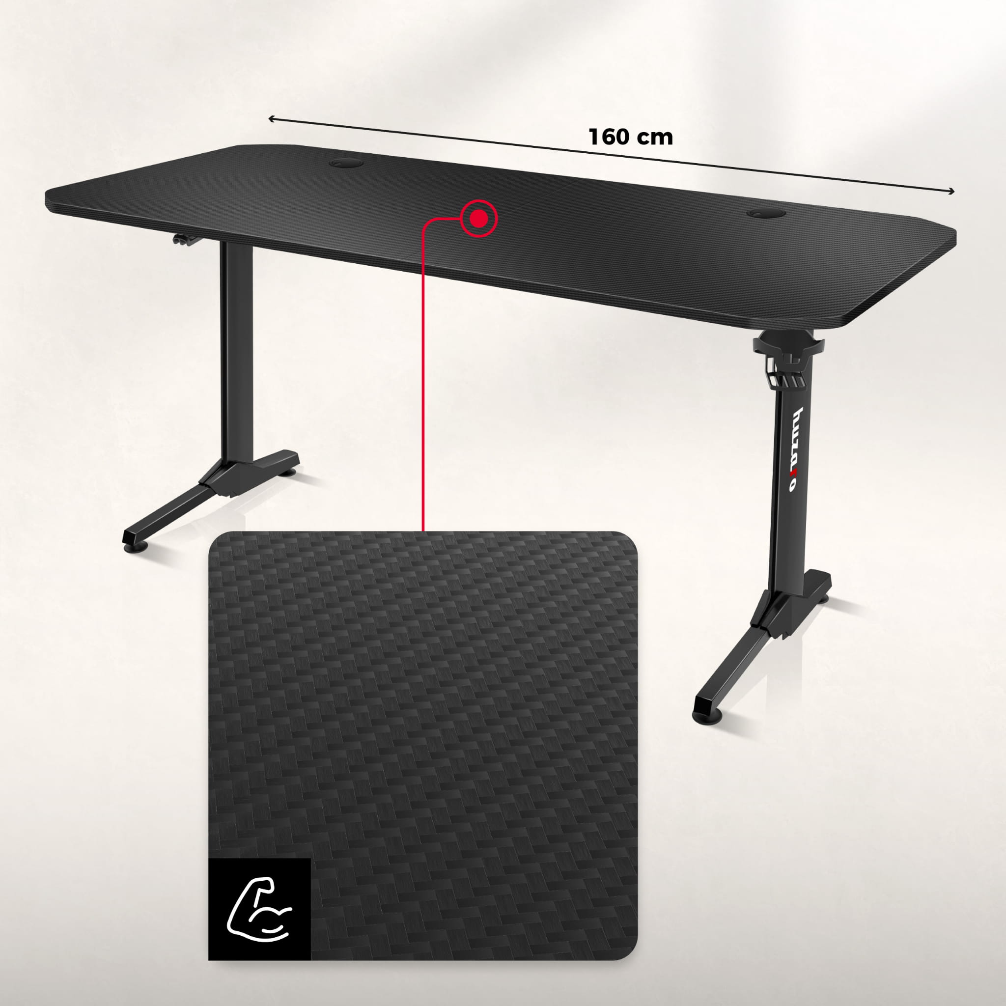 Biurko Gamingowe Huzaro Hero 4.7 Black 160 cm