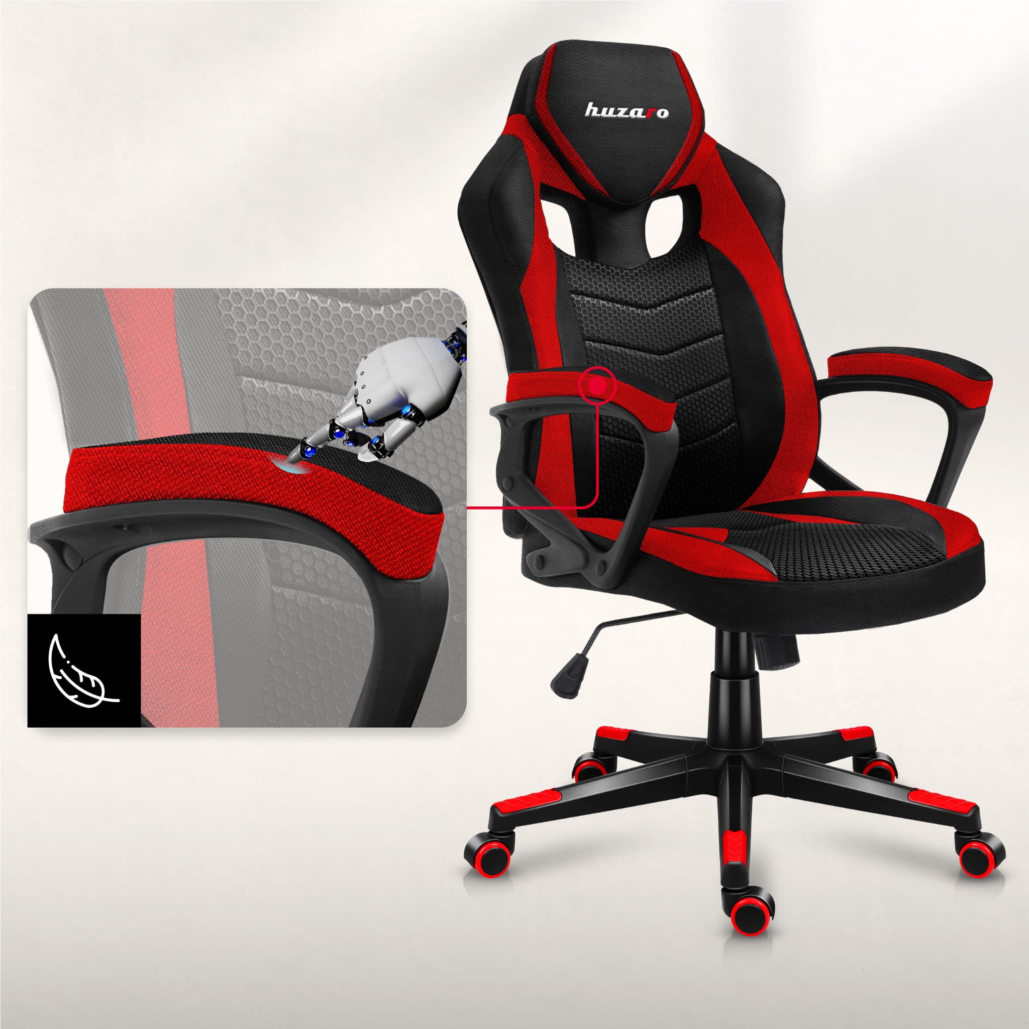 Fotel Gamingowy HUZARO FORCE 2.5 Red Mesh