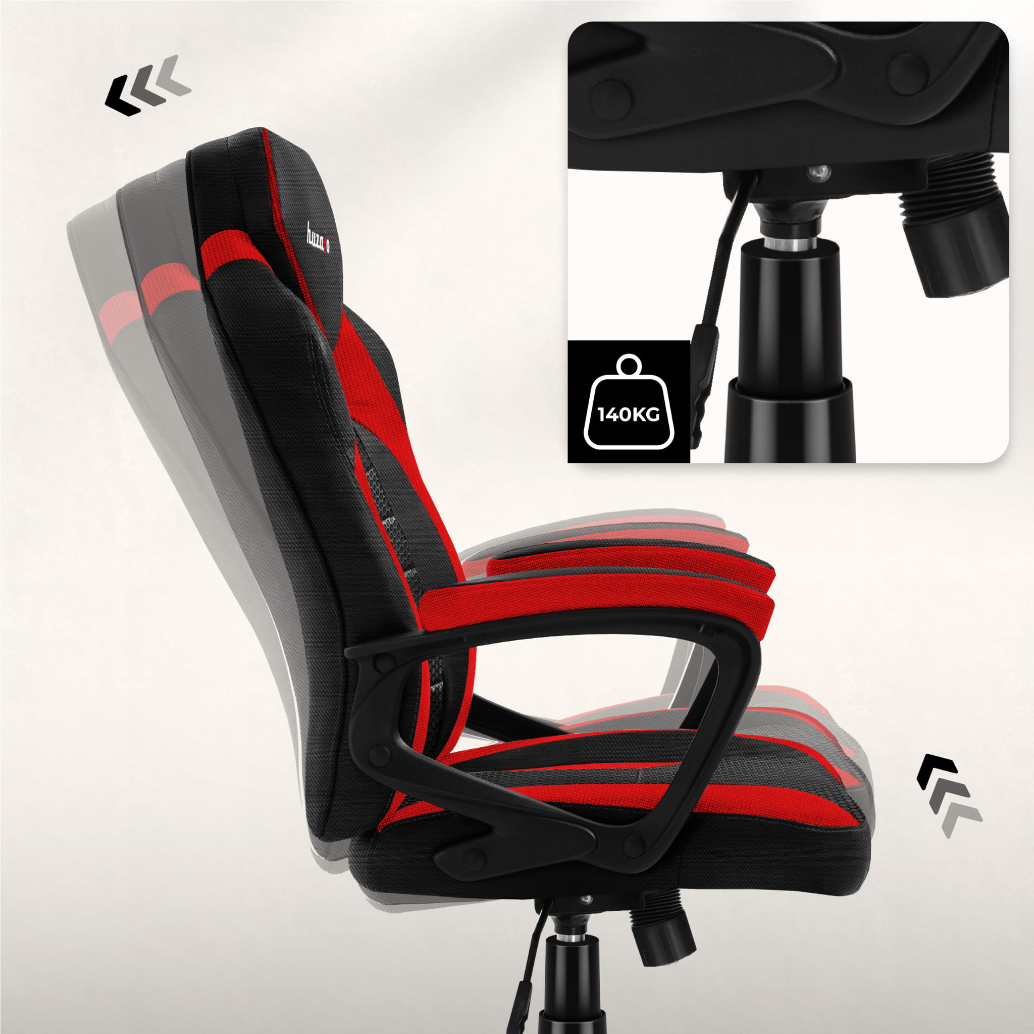 Fotel Gamingowy HUZARO FORCE 2.5 Red Mesh