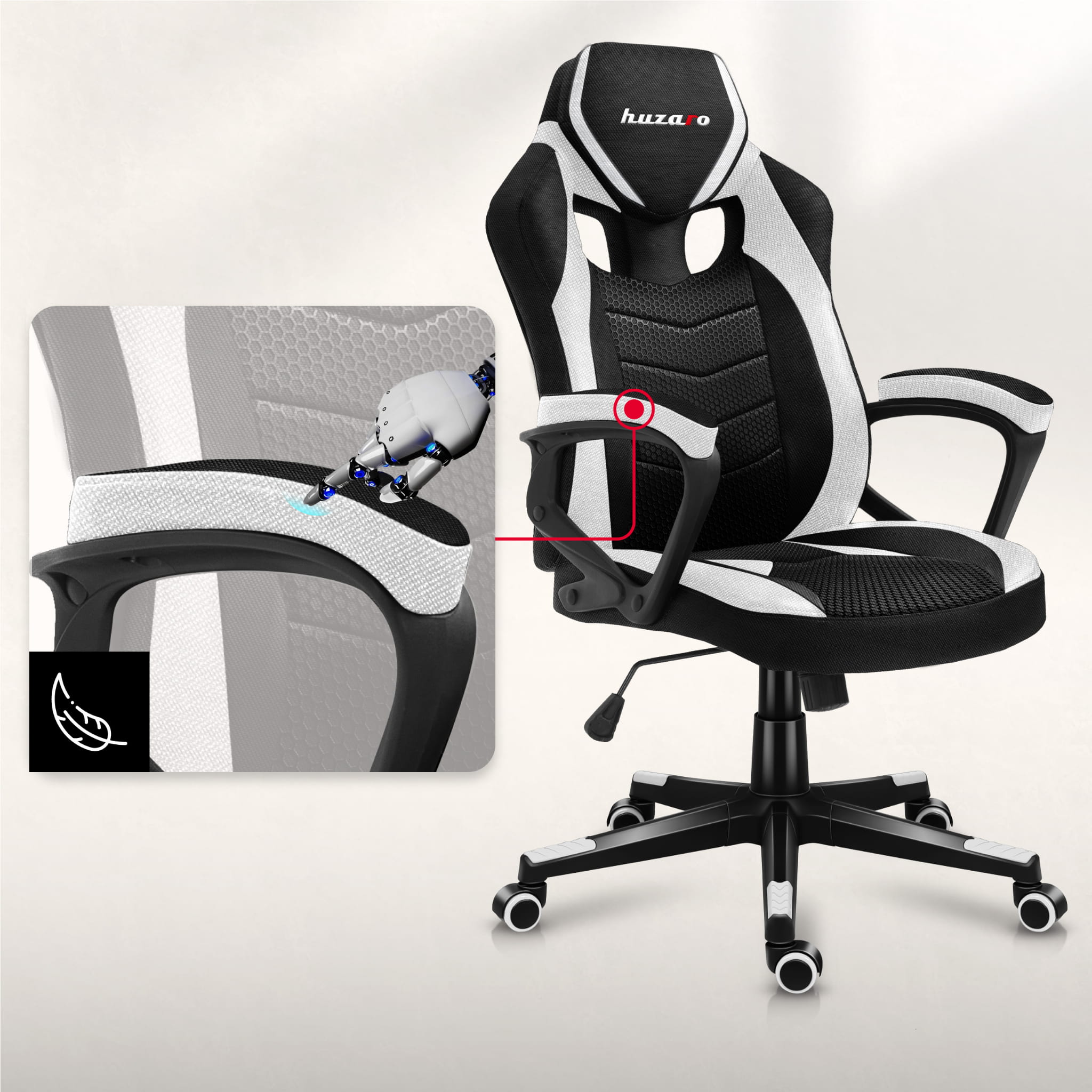 Fotel Gamingowy Huzaro Force 2.5 White Mesh