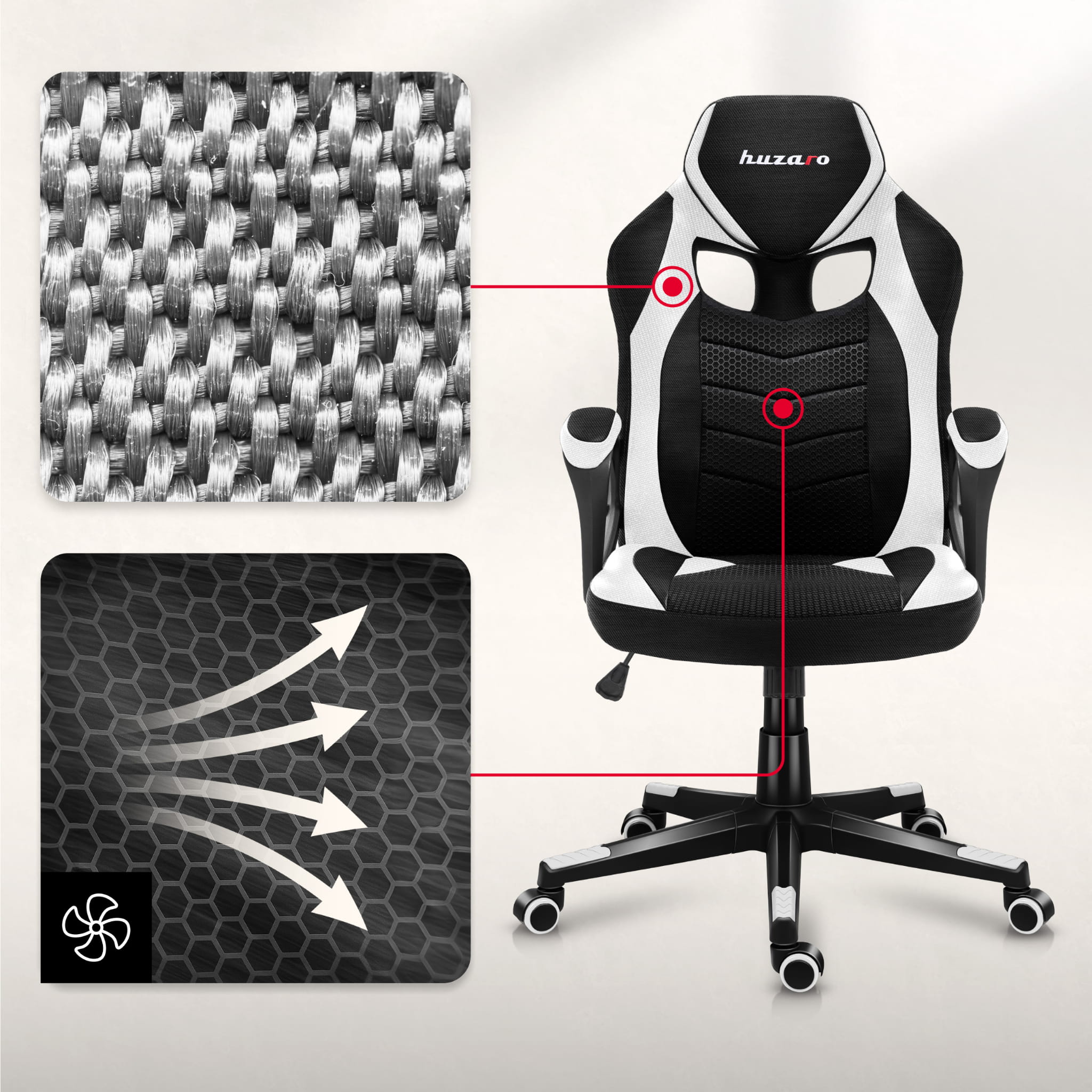 Fotel Gamingowy Huzaro Force 2.5 White Mesh