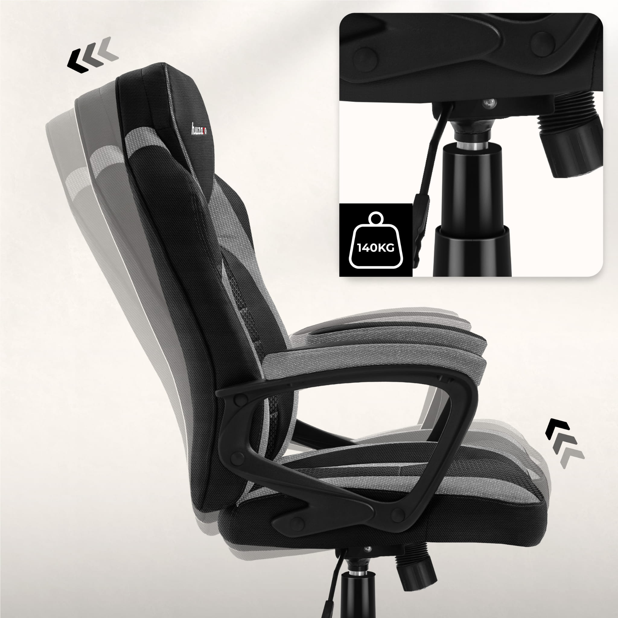 Fotel Gamingowy Huzaro FORCE 2.5 Grey Mesh