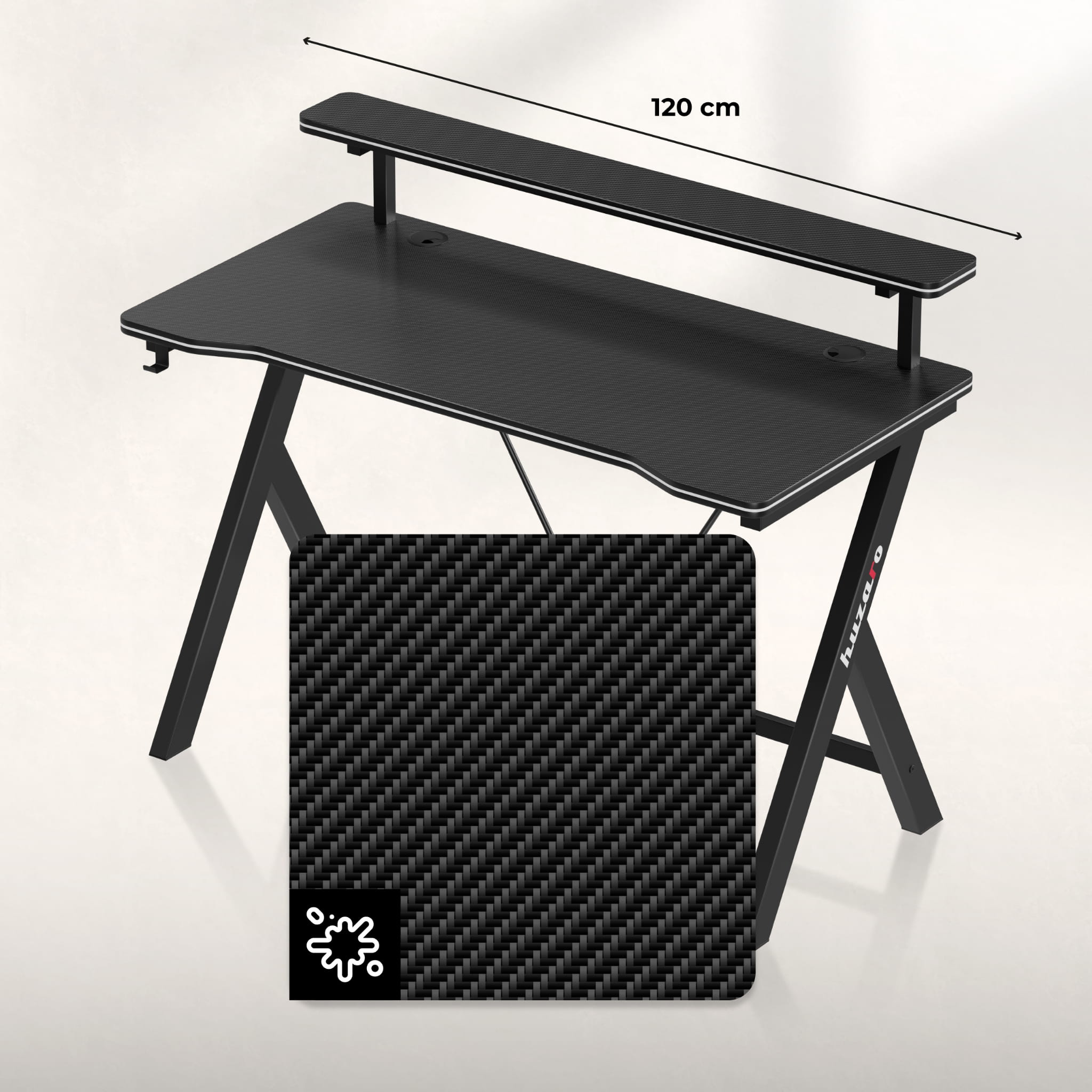 Biurko gamingowe 120 cm Huzaro Hero 1.9 Black