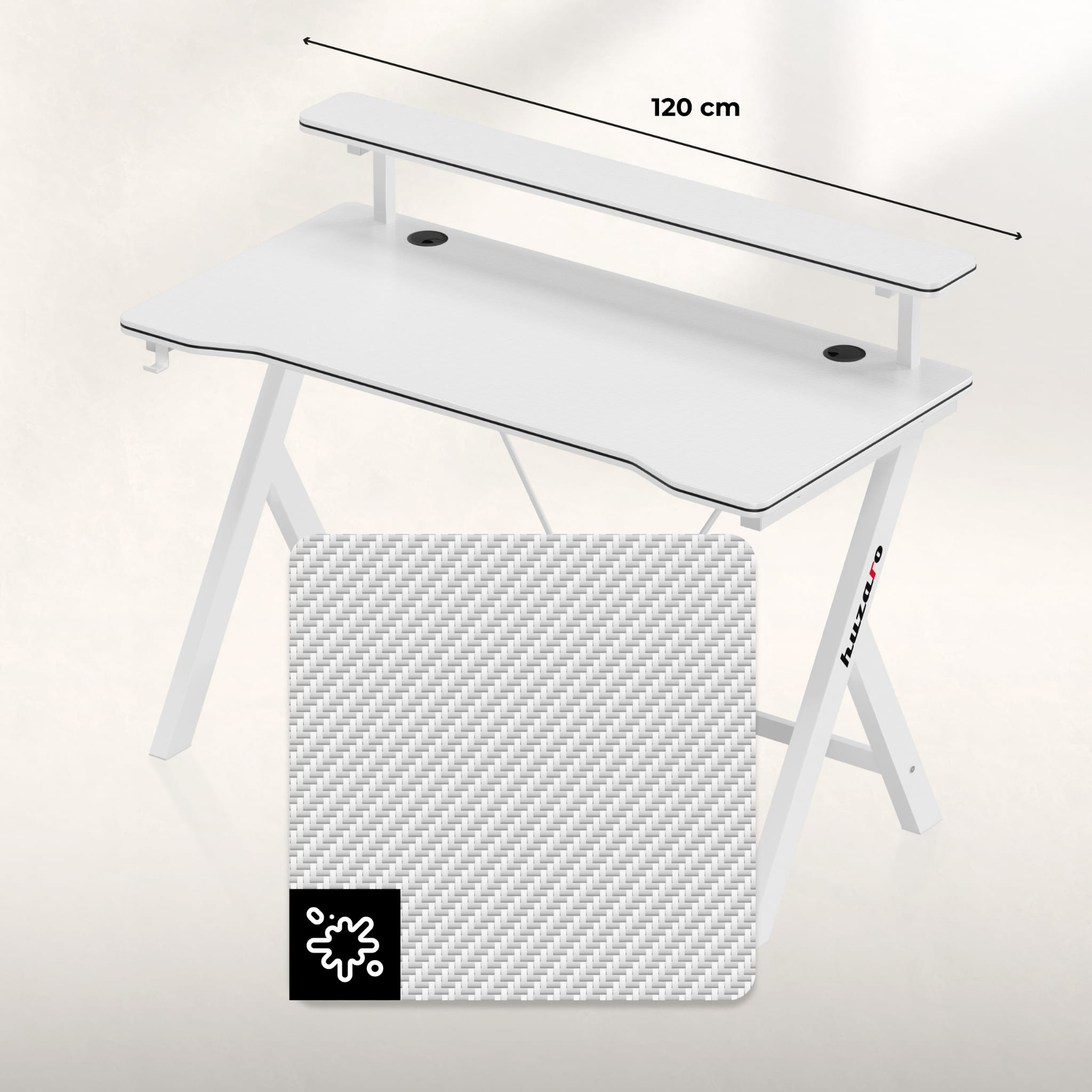 Biurko gamingowe 120 cm Huzaro Hero 1.9 White