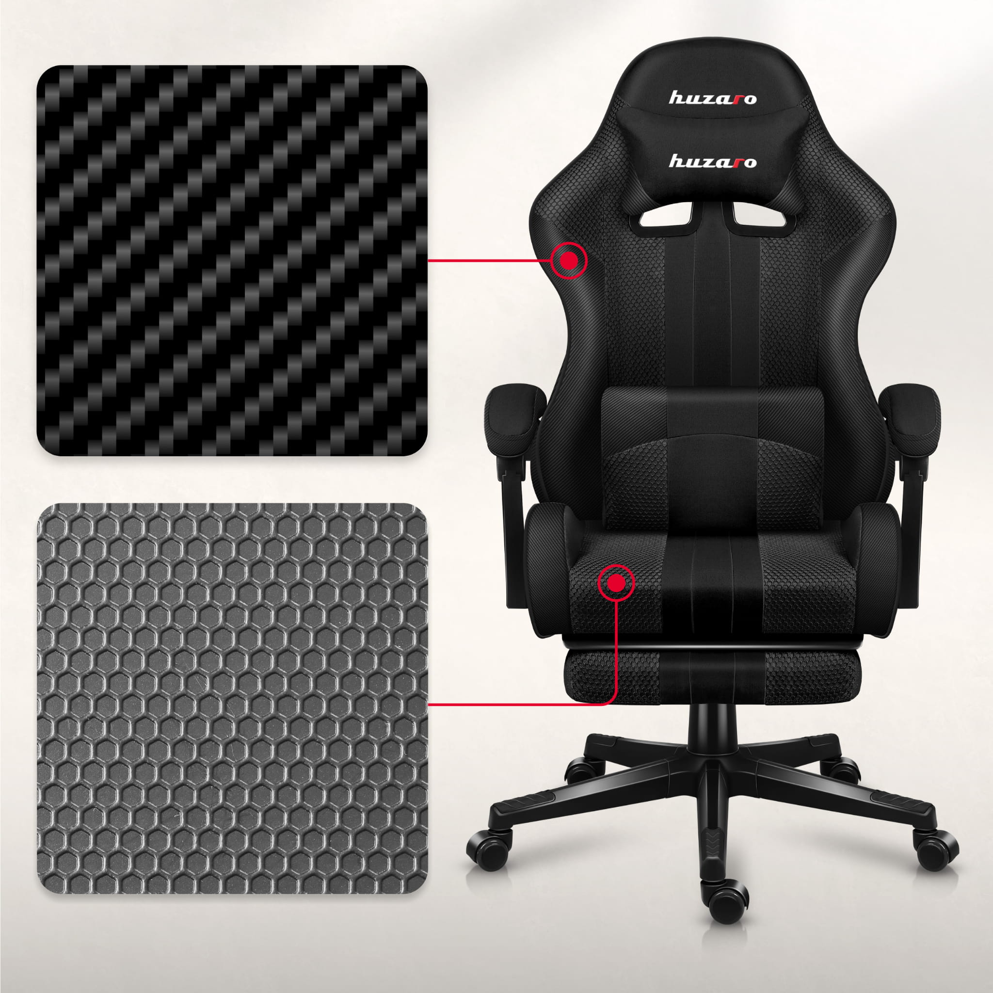 Fotel Gamingowy HUZARO Force 4.7 Carbon Mesh