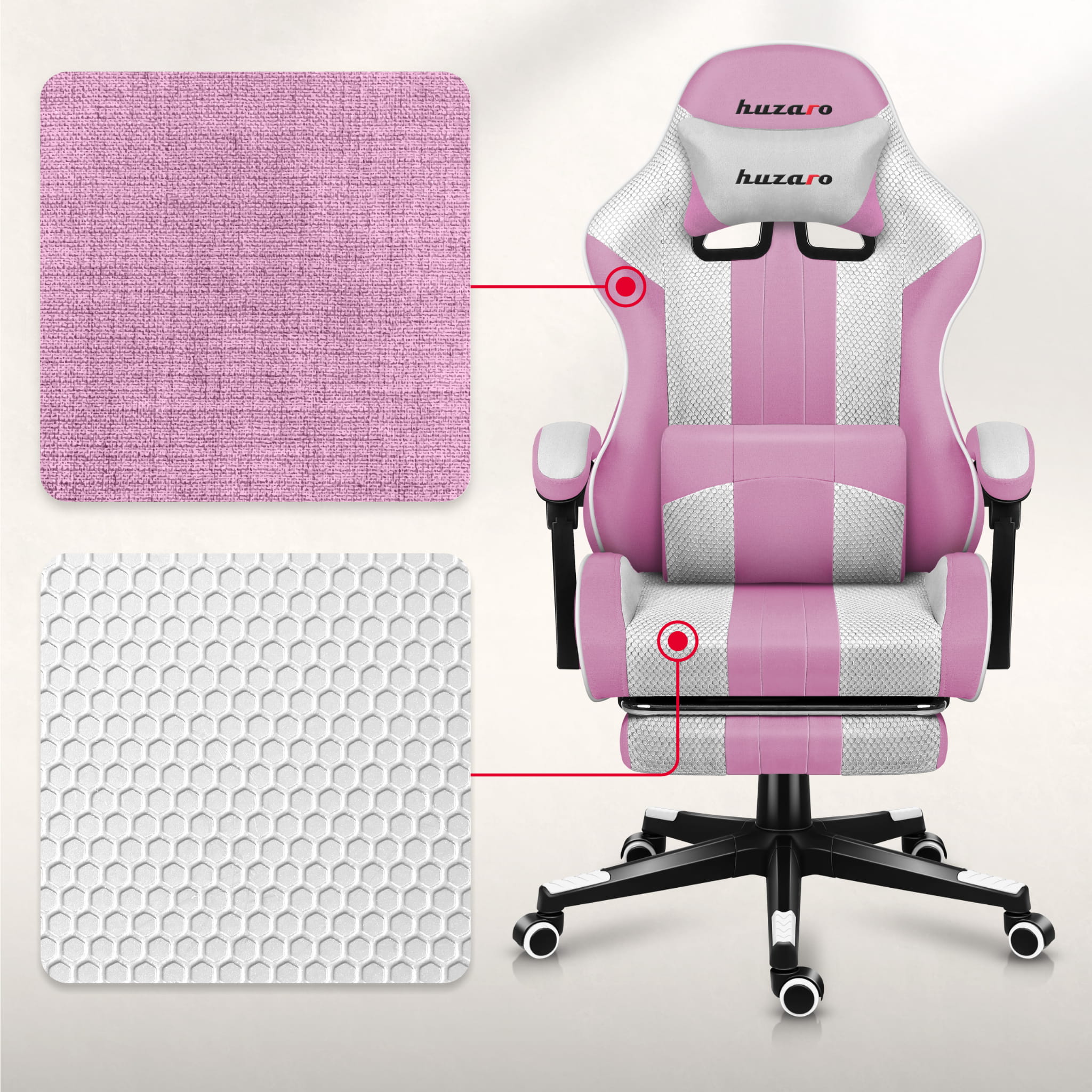 Fotel gamingowy Huzaro Force 4.7 Pink Mesh