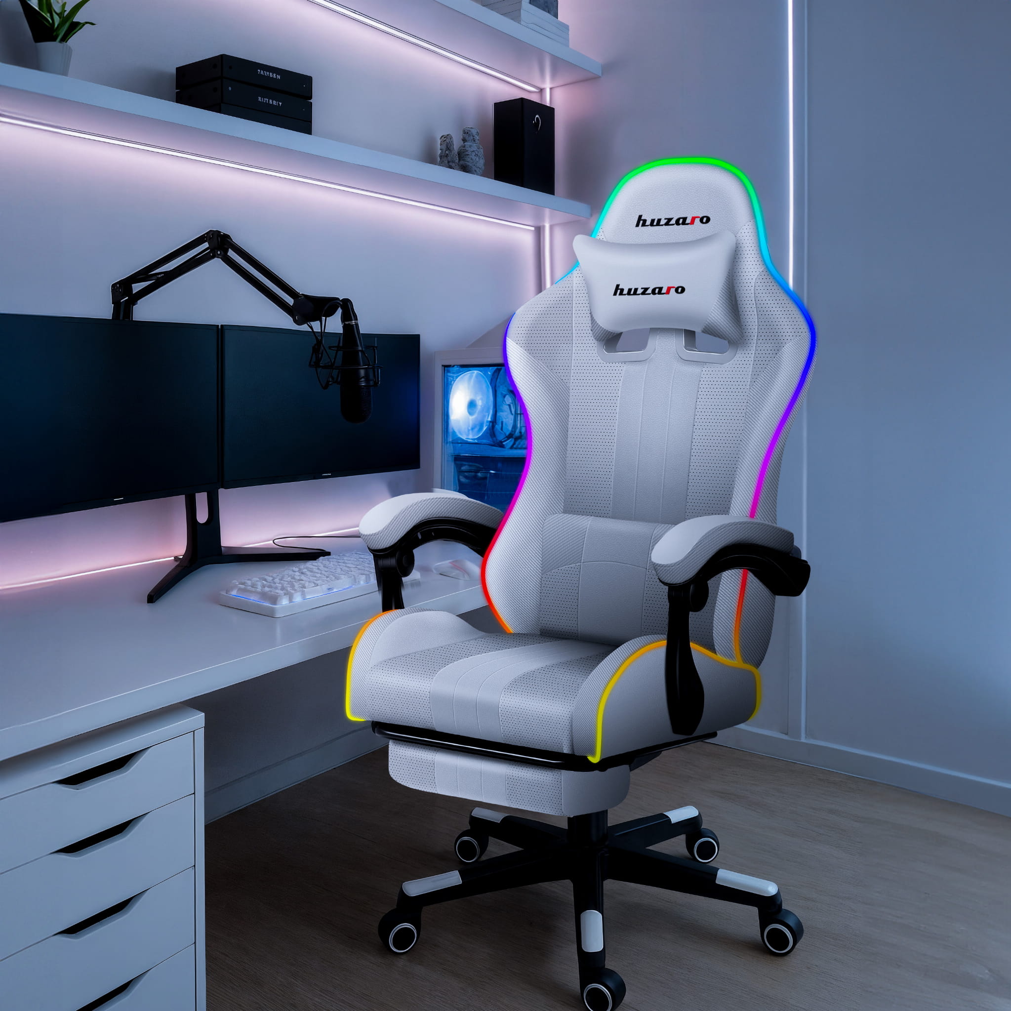 Fotel Gamingowy HUZARO Force 4.7 White RGB