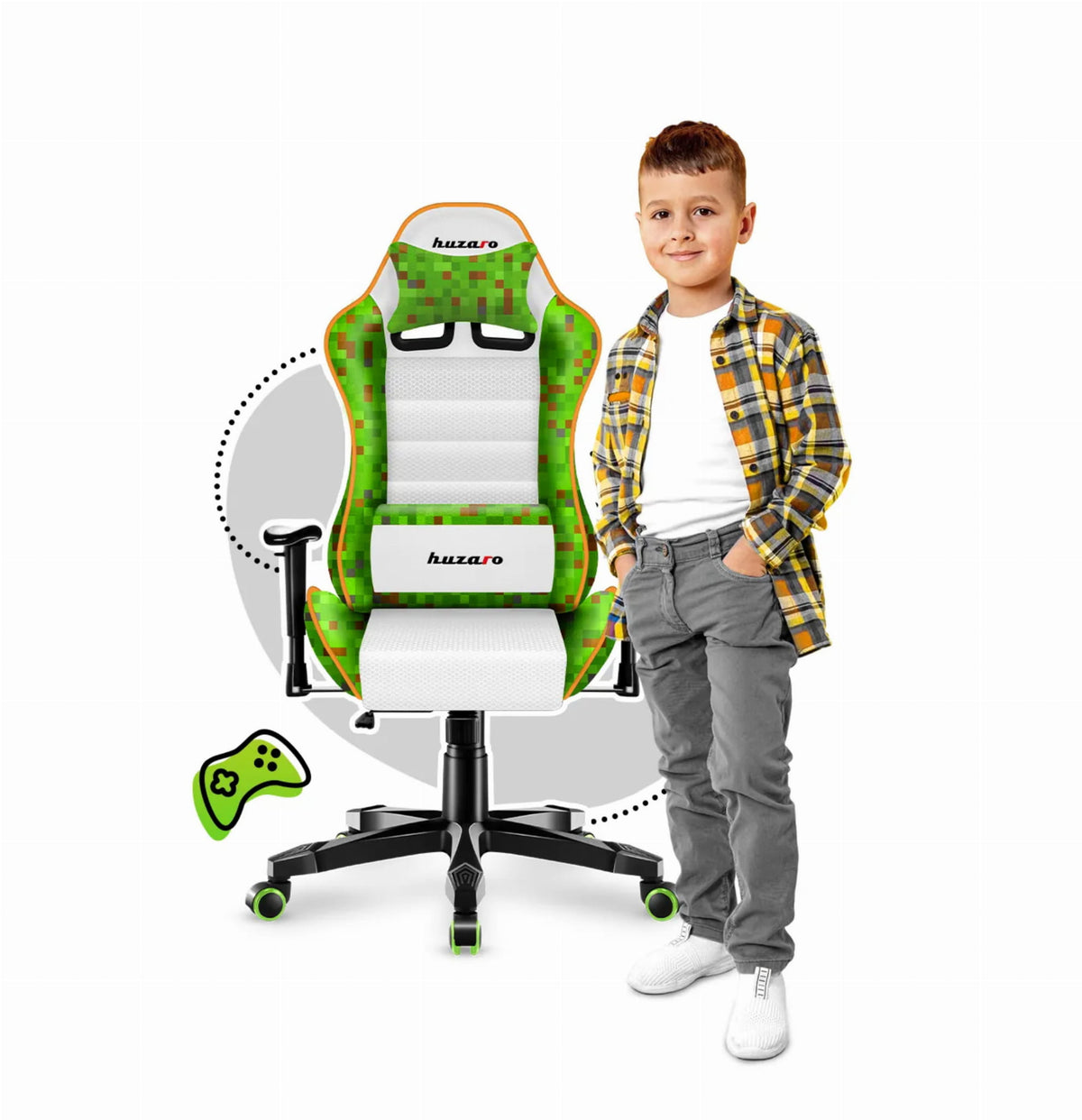 Fotel gamingowy dla dziecka Huzaro Ranger 6.0 Pixel White OUTLET